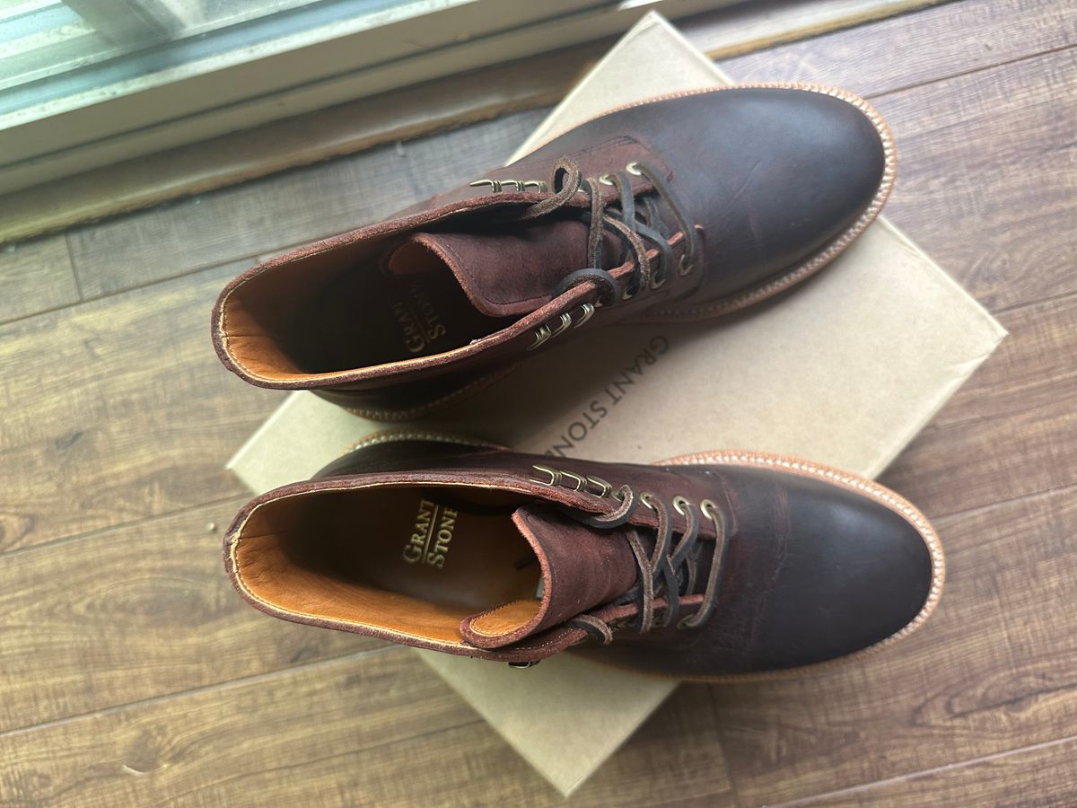 Photo by citylicker on May 3, 2023 of the Grant Stone Diesel Boot in C.F. Stead Dark Burgundy Classic Kudu.