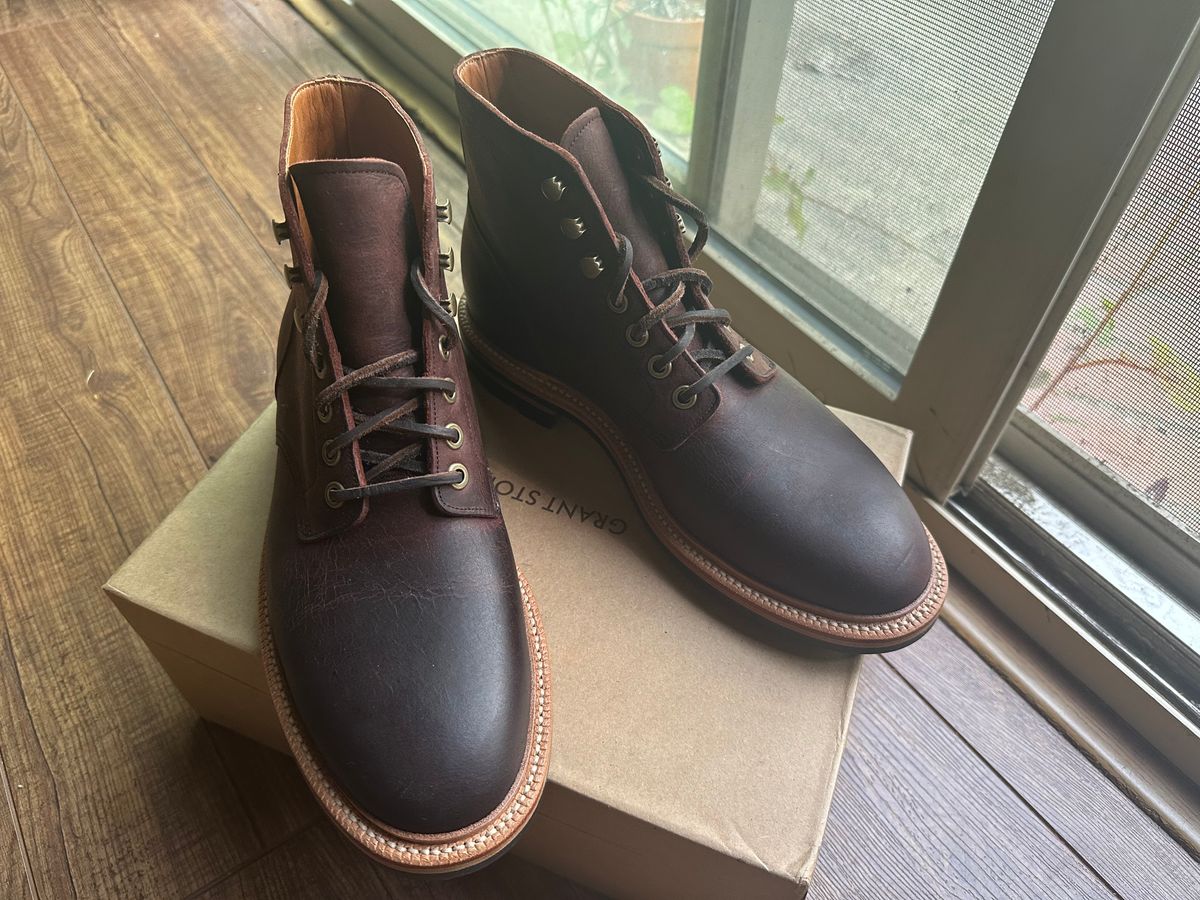 Photo by citylicker on May 4, 2023 of the Grant Stone Diesel Boot in C.F. Stead Dark Burgundy Classic Kudu.