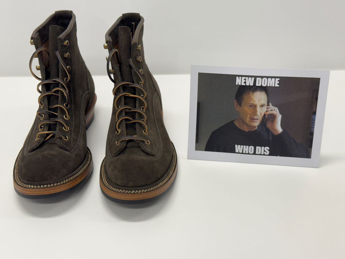 Photo by welts_and_wefts on October 1, 2025 of the Flame Panda Lace To Toe in Cf Stead Driftwood Suede.
