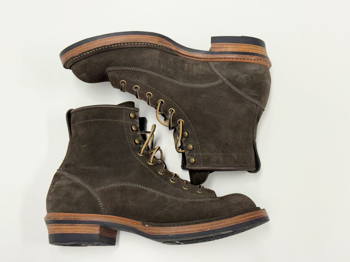 Photo by welts_and_wefts on November 3, 2025 of the Flame Panda Lace To Toe in Cf Stead Driftwood Suede.