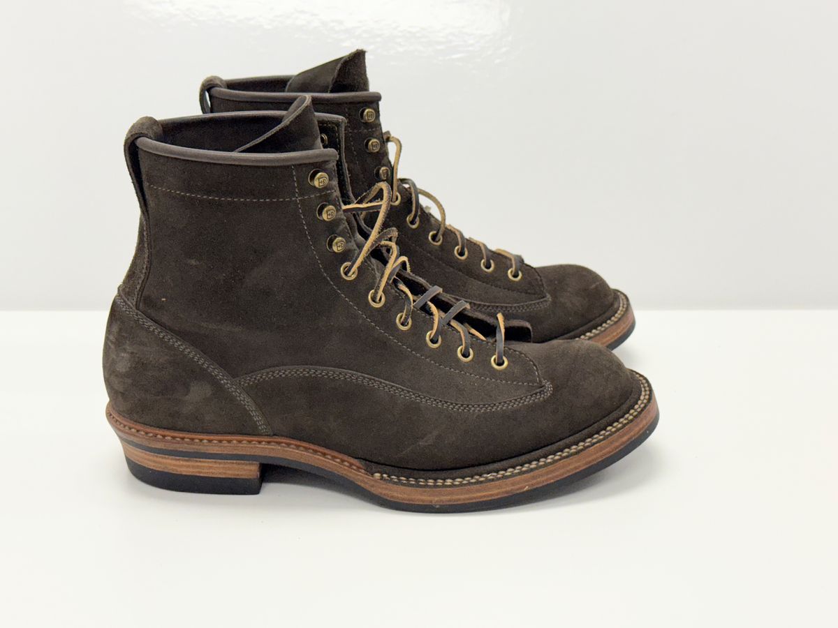 Photo by welts_and_wefts on November 3, 2025 of the Flame Panda Lace To Toe in Cf Stead Driftwood Suede.