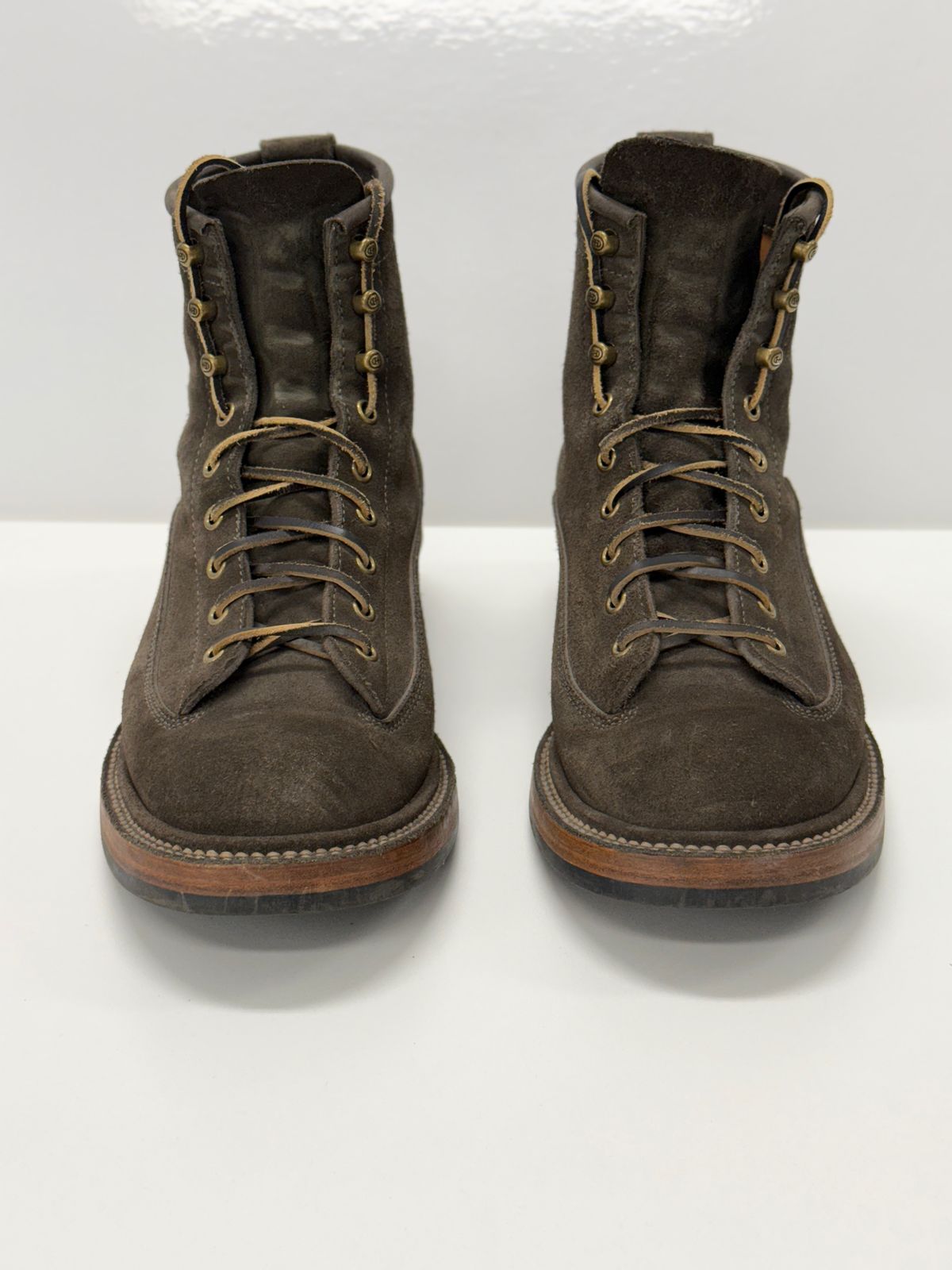 Photo by welts_and_wefts on December 1, 2025 of the Flame Panda Lace To Toe in Cf Stead Driftwood Suede.