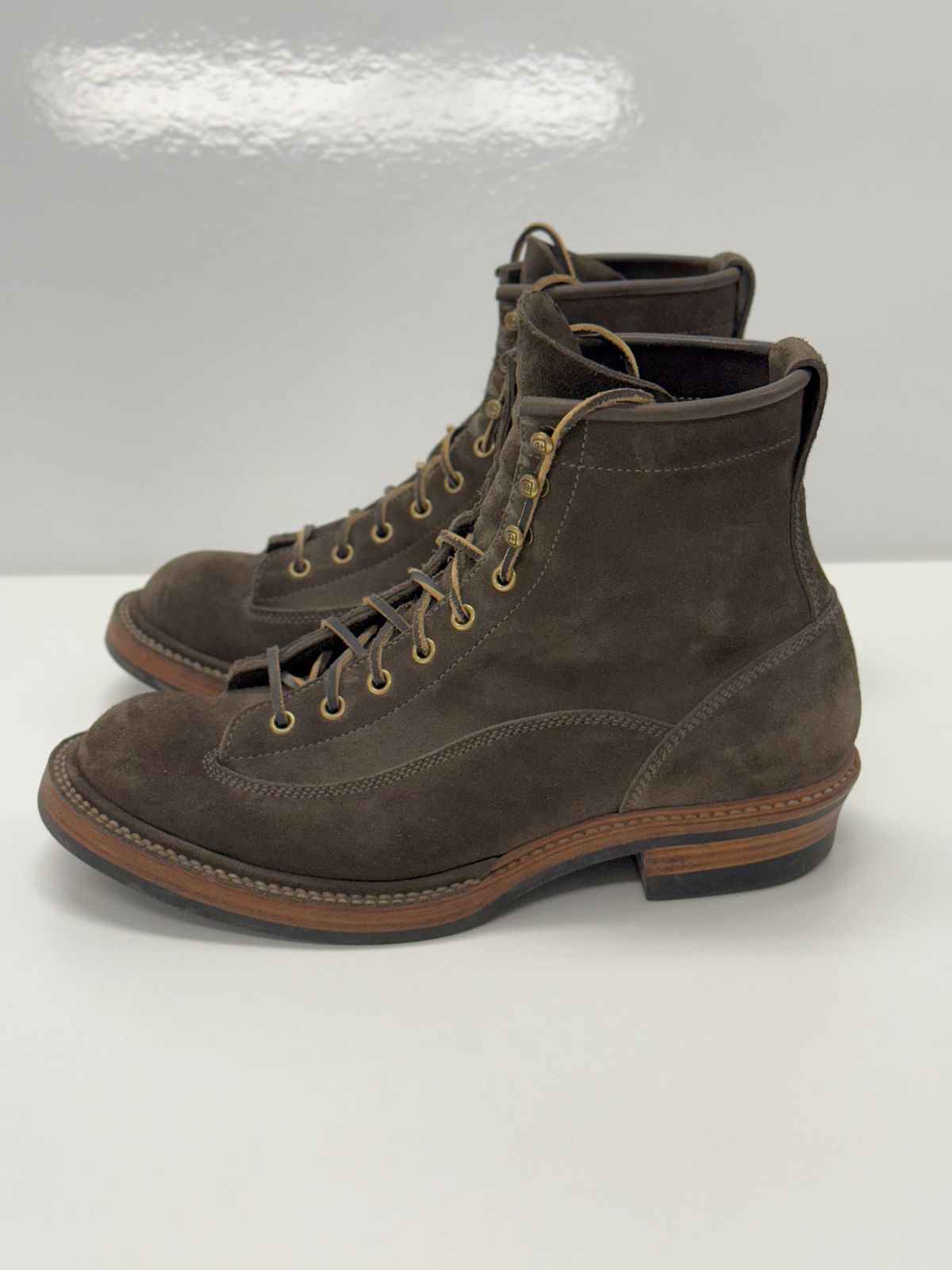 Photo by welts_and_wefts on December 1, 2025 of the Flame Panda Lace To Toe in Cf Stead Driftwood Suede.