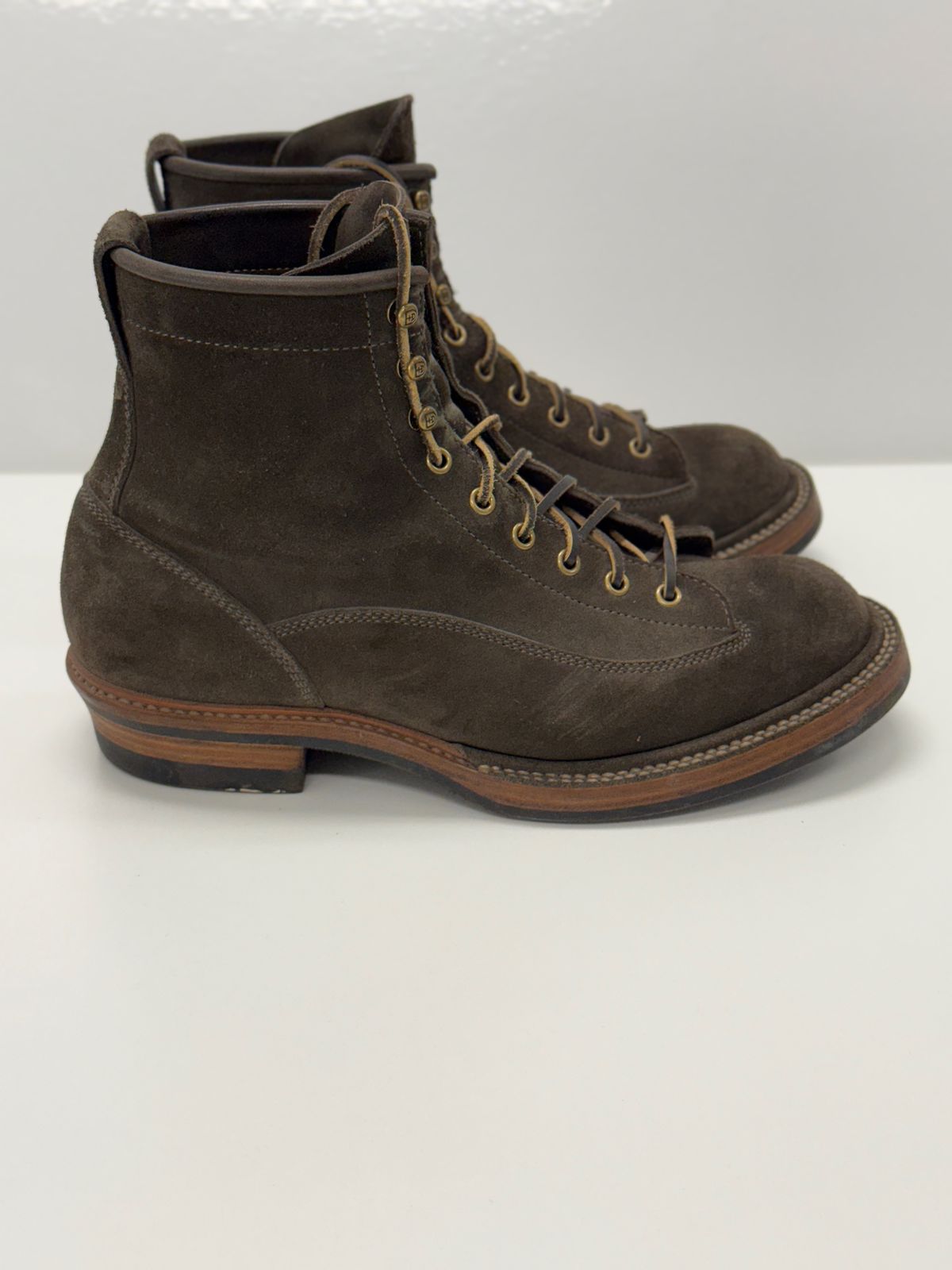 Photo by welts_and_wefts on December 1, 2025 of the Flame Panda Lace To Toe in Cf Stead Driftwood Suede.