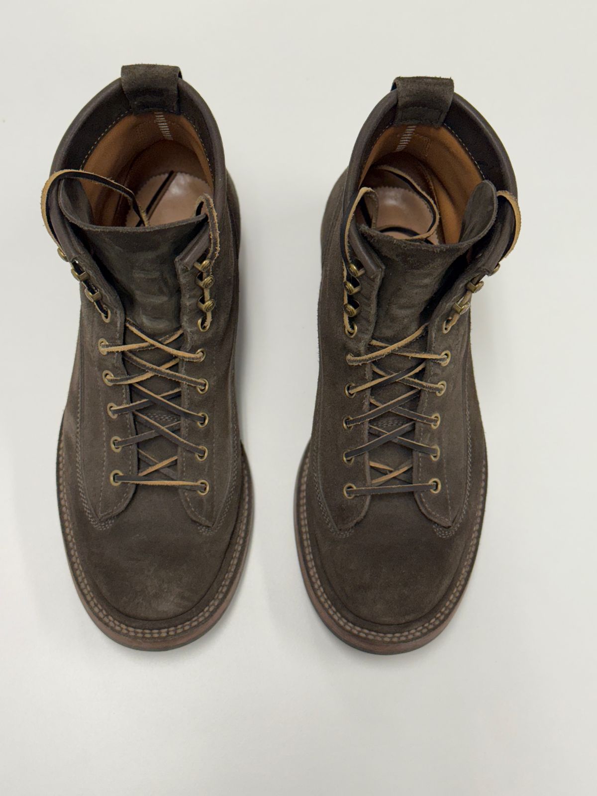 Photo by welts_and_wefts on December 1, 2025 of the Flame Panda Lace To Toe in Cf Stead Driftwood Suede.