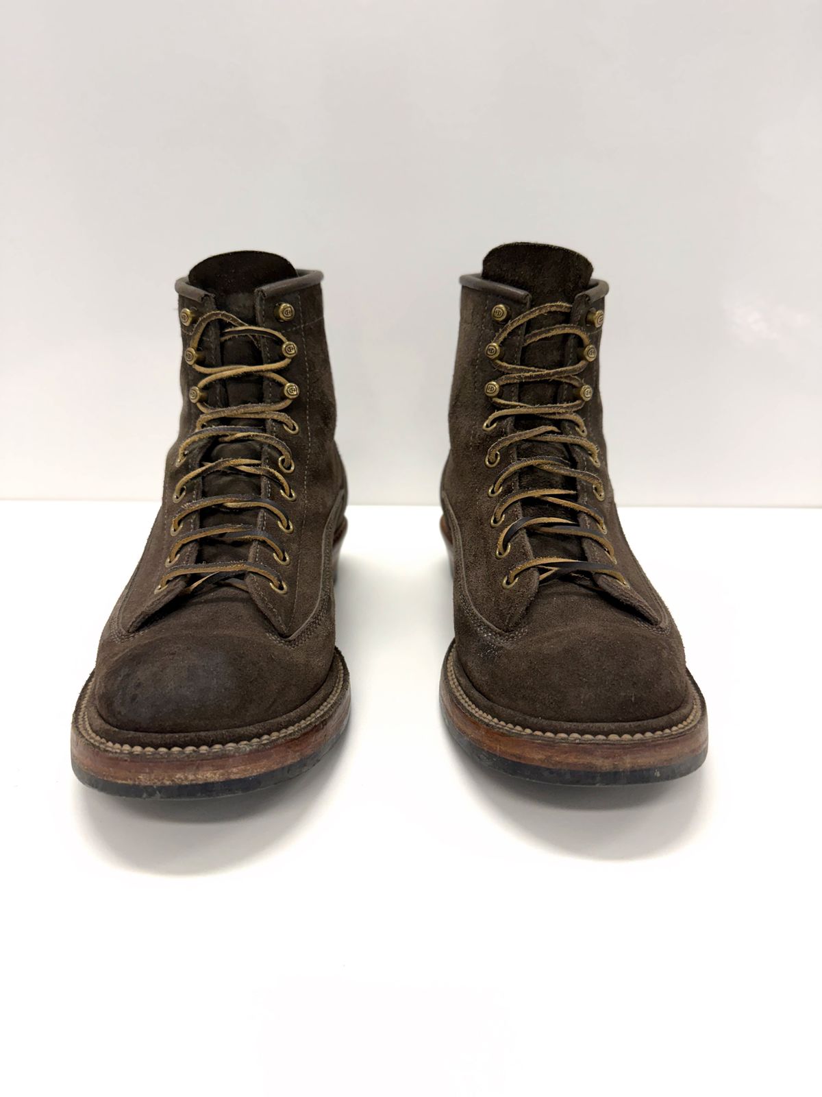 Photo by welts_and_wefts on February 3, 2026 of the Flame Panda Lace To Toe in Cf Stead Driftwood Suede.