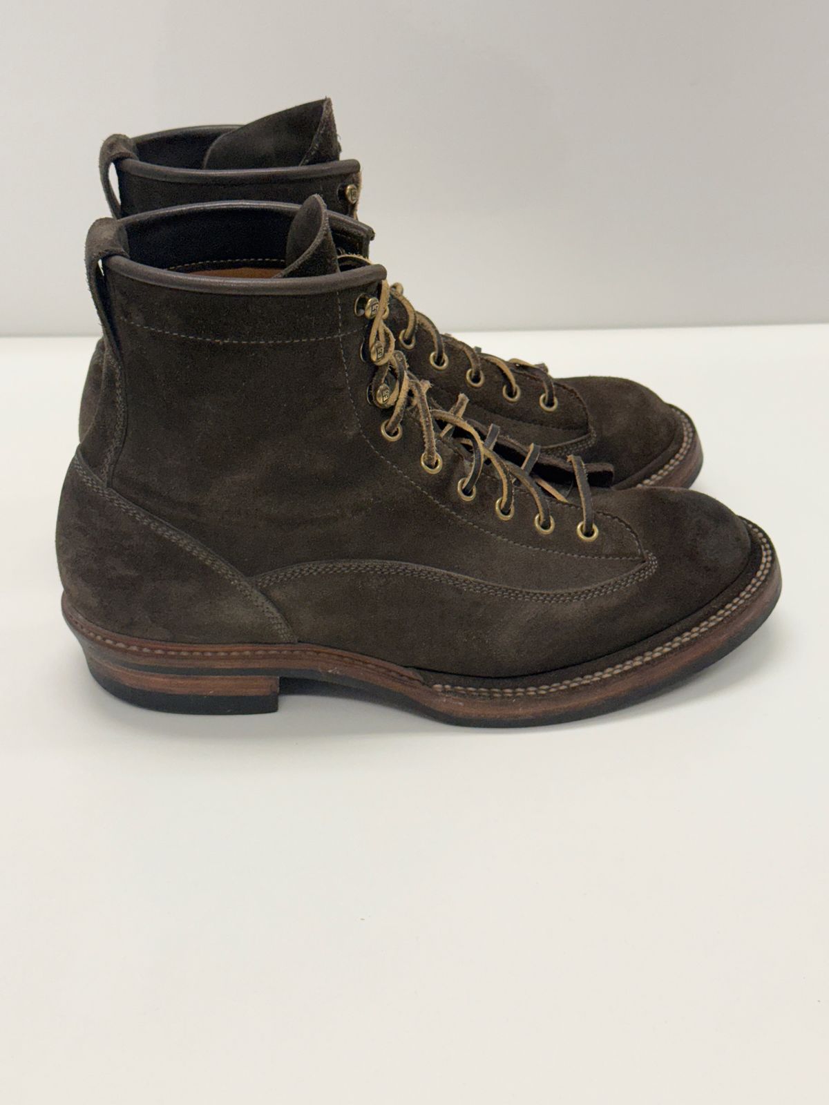 Photo by welts_and_wefts on March 2, 2026 of the Flame Panda Lace To Toe in Cf Stead Driftwood Suede.