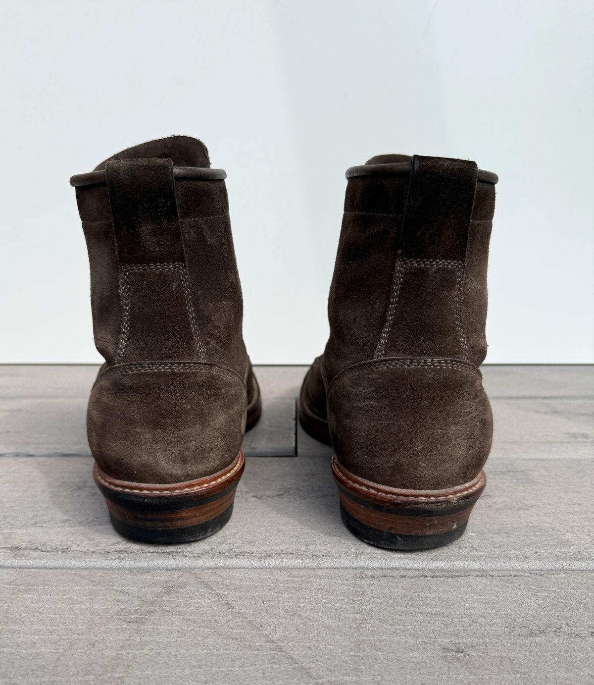 Photo by welts_and_wefts on April 3, 2026 of the Flame Panda Lace To Toe in Cf Stead Driftwood Suede.