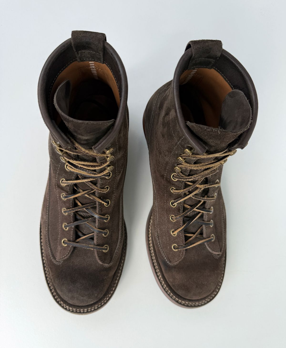 Photo by welts_and_wefts on April 3, 2026 of the Flame Panda Lace To Toe in Cf Stead Driftwood Suede.