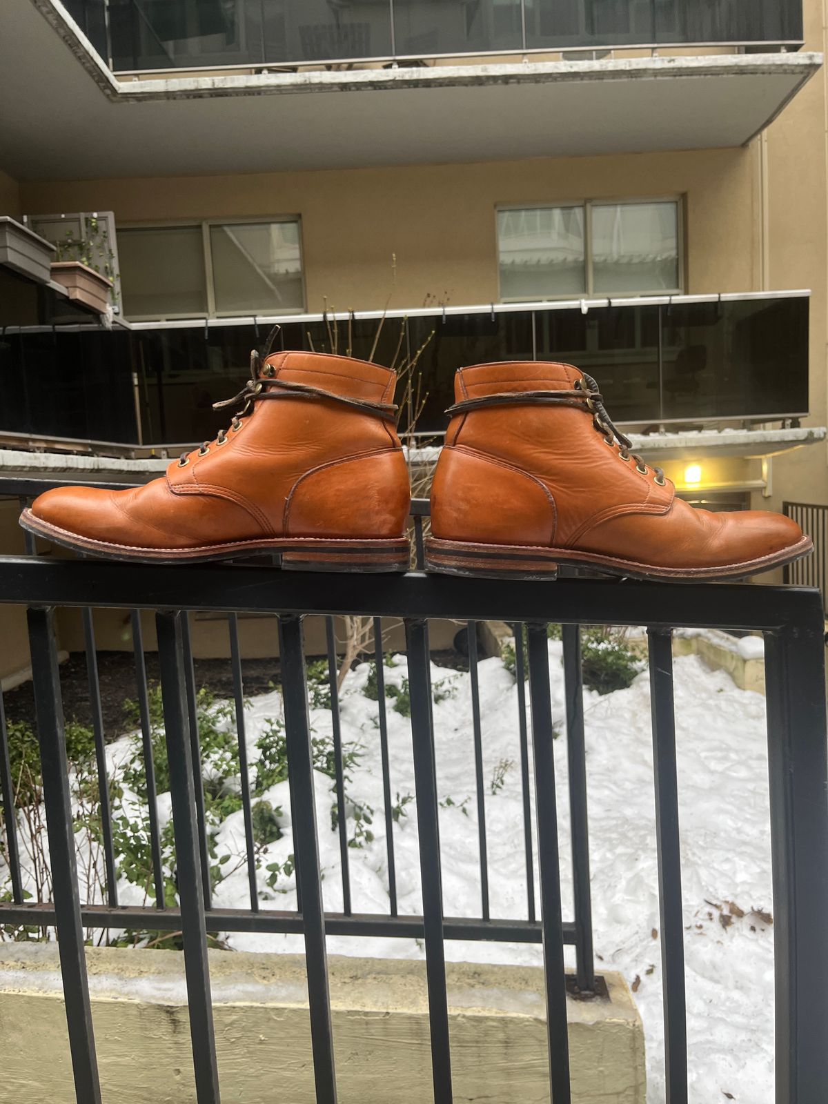 Photo by pasghetti_western on February 5, 2023 of the Grant Stone Diesel Boot in Horween English Tan Essex.