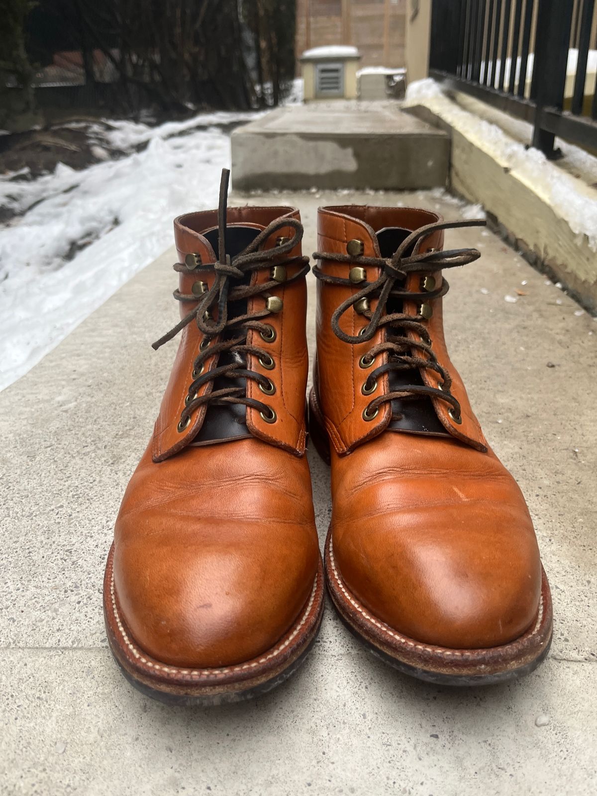 Photo by pasghetti_western on February 5, 2023 of the Grant Stone Diesel Boot in Horween English Tan Essex.