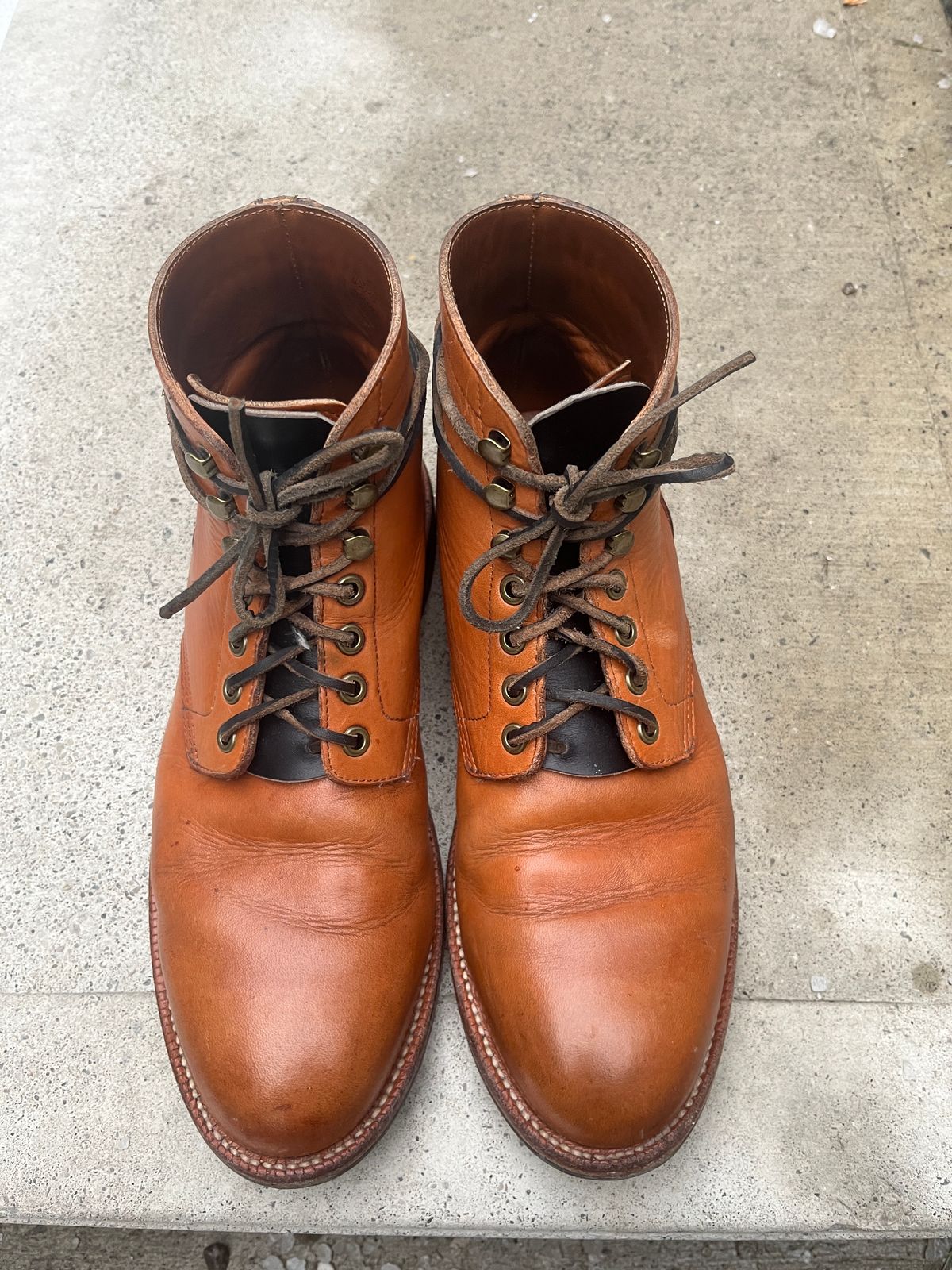 Photo by pasghetti_western on February 5, 2023 of the Grant Stone Diesel Boot in Horween English Tan Essex.