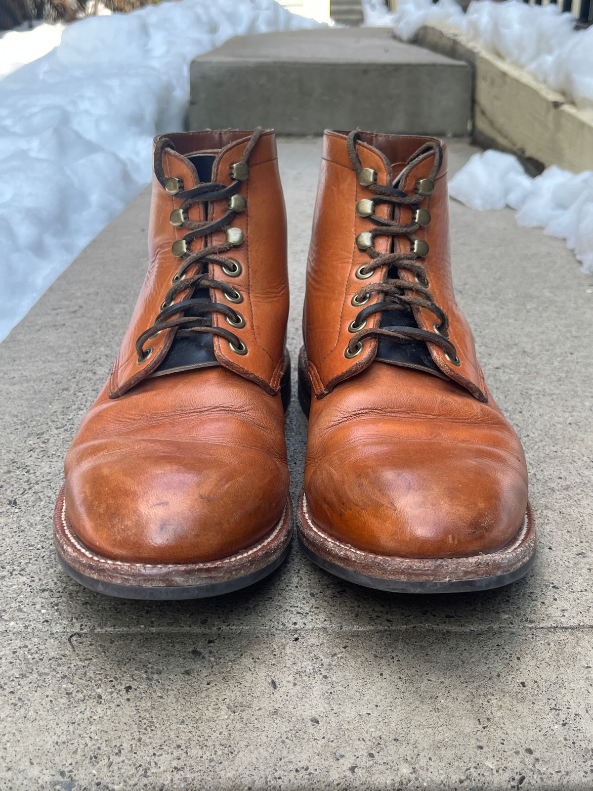 Photo by pasghetti_western on March 5, 2023 of the Grant Stone Diesel Boot in Horween English Tan Essex.