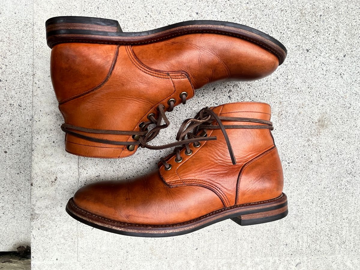 Photo by pasghetti_western on April 4, 2023 of the Grant Stone Diesel Boot in Horween English Tan Essex.