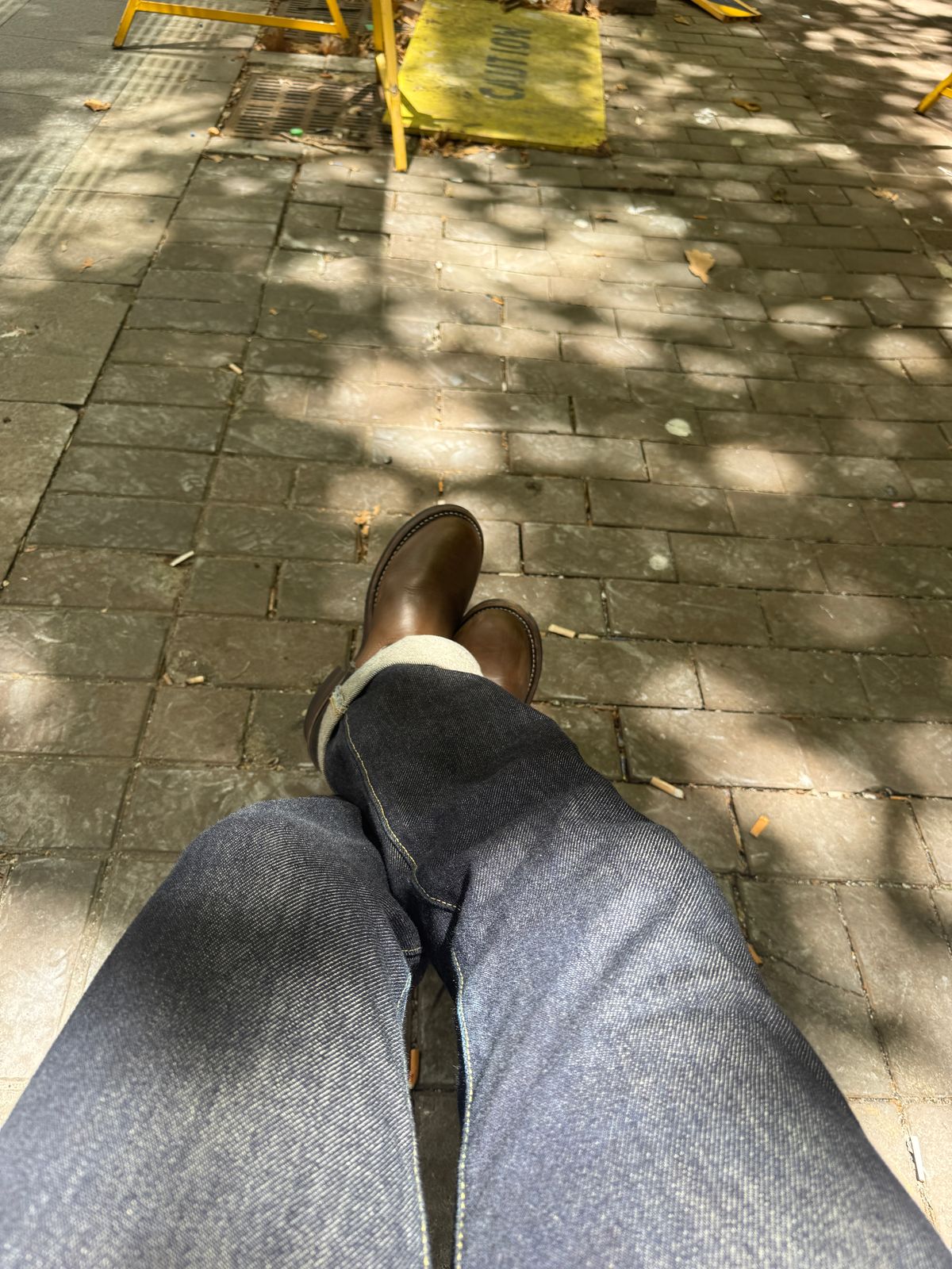 Photo by pasghetti_western on December 30, 2025 of the Keystone Shoe Co. Biker Boot in Unknown Horween Black x Unknown Horween Brown.