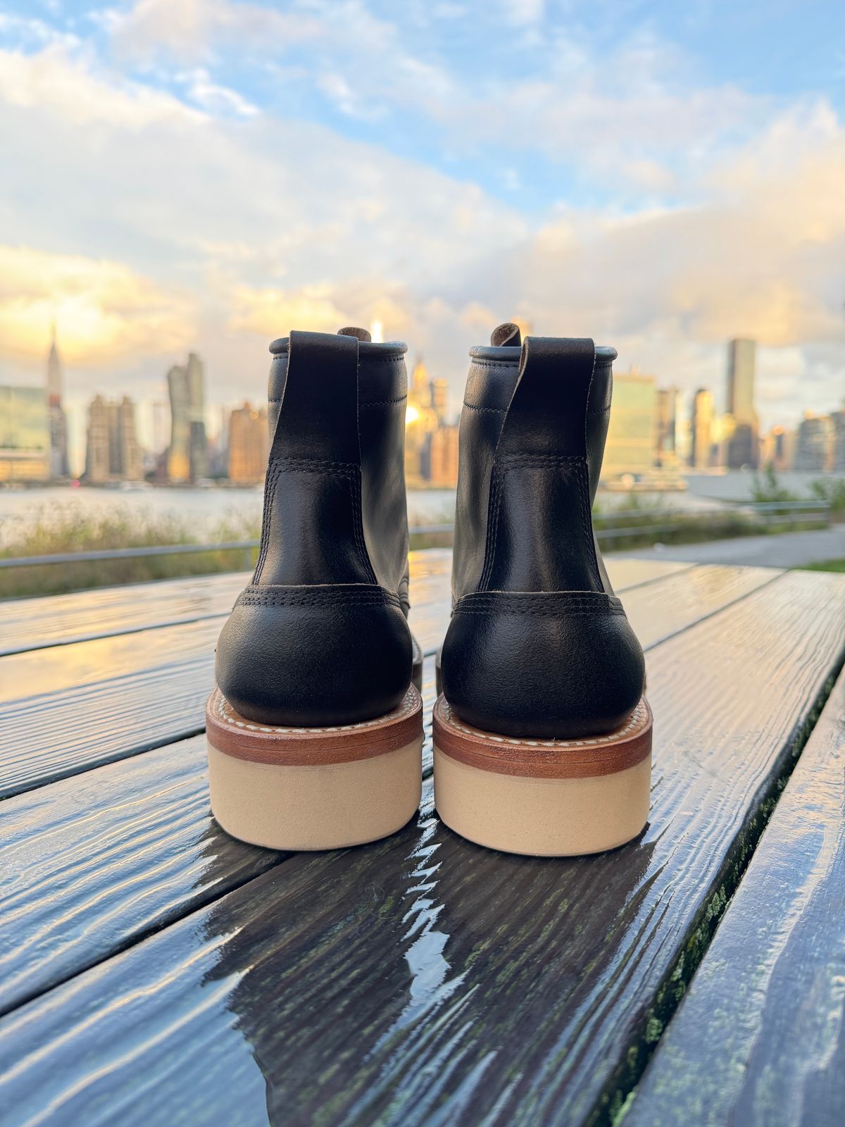 Photo by HLDM on October 2, 2024 of the White's C350-CS in Horween Black Waxed Flesh & Horween Black Chromexcel.