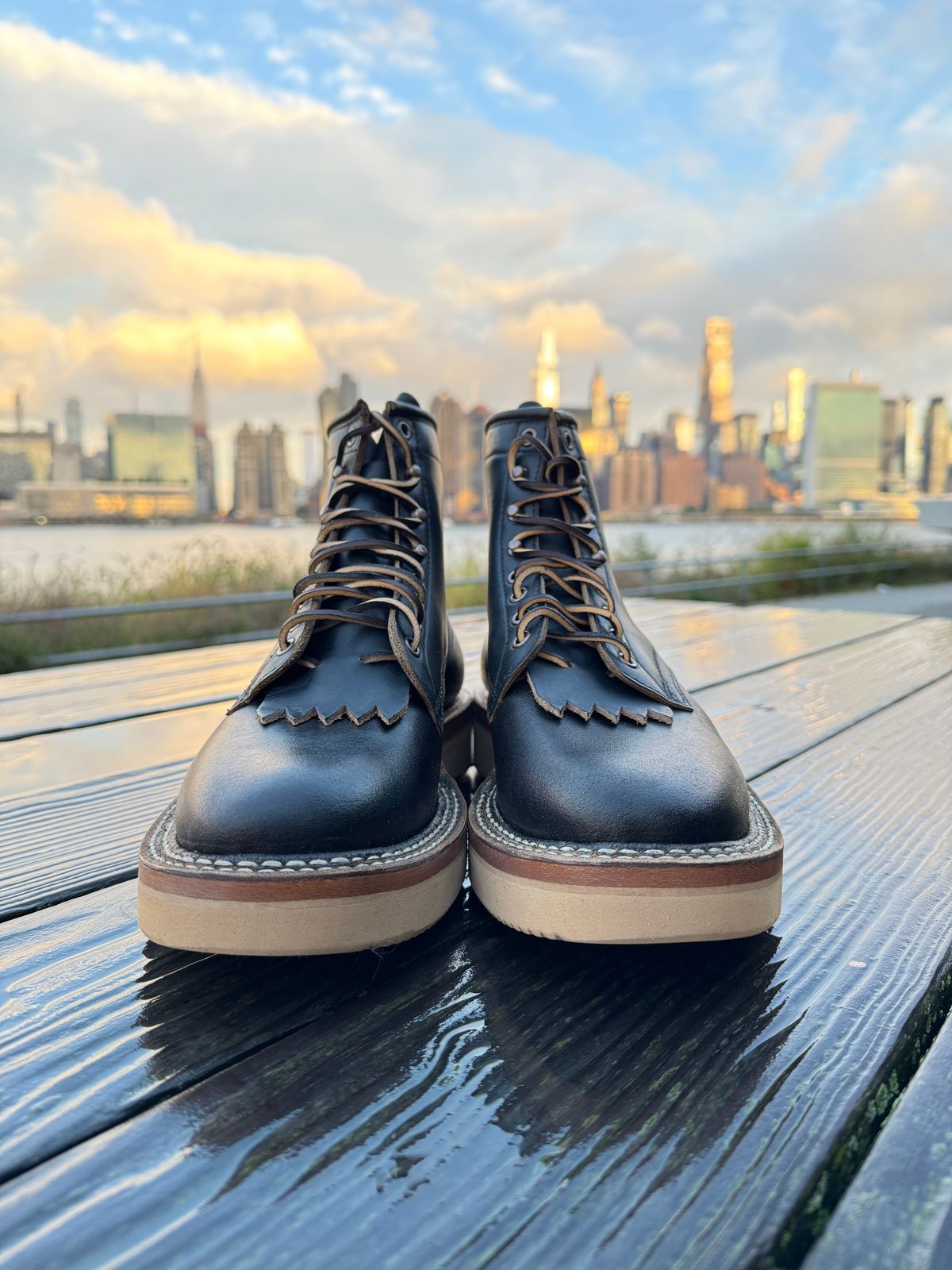 Photo by HLDM on October 2, 2024 of the White's C350-CS in Horween Black Waxed Flesh & Horween Black Chromexcel.