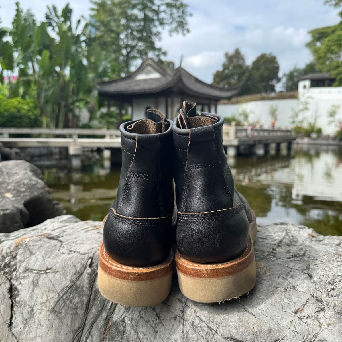 Photo by HLDM on November 3, 2024 of the White's C350-CS in Horween Black Waxed Flesh & Horween Black Chromexcel.