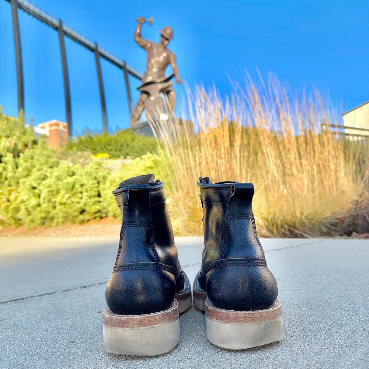 Photo by HLDM on December 5, 2024 of the White's C350-CS in Horween Black Waxed Flesh & Horween Black Chromexcel.