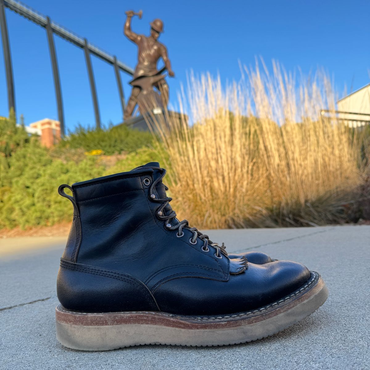 Photo by HLDM on December 5, 2024 of the White's C350-CS in Horween Black Waxed Flesh & Horween Black Chromexcel.