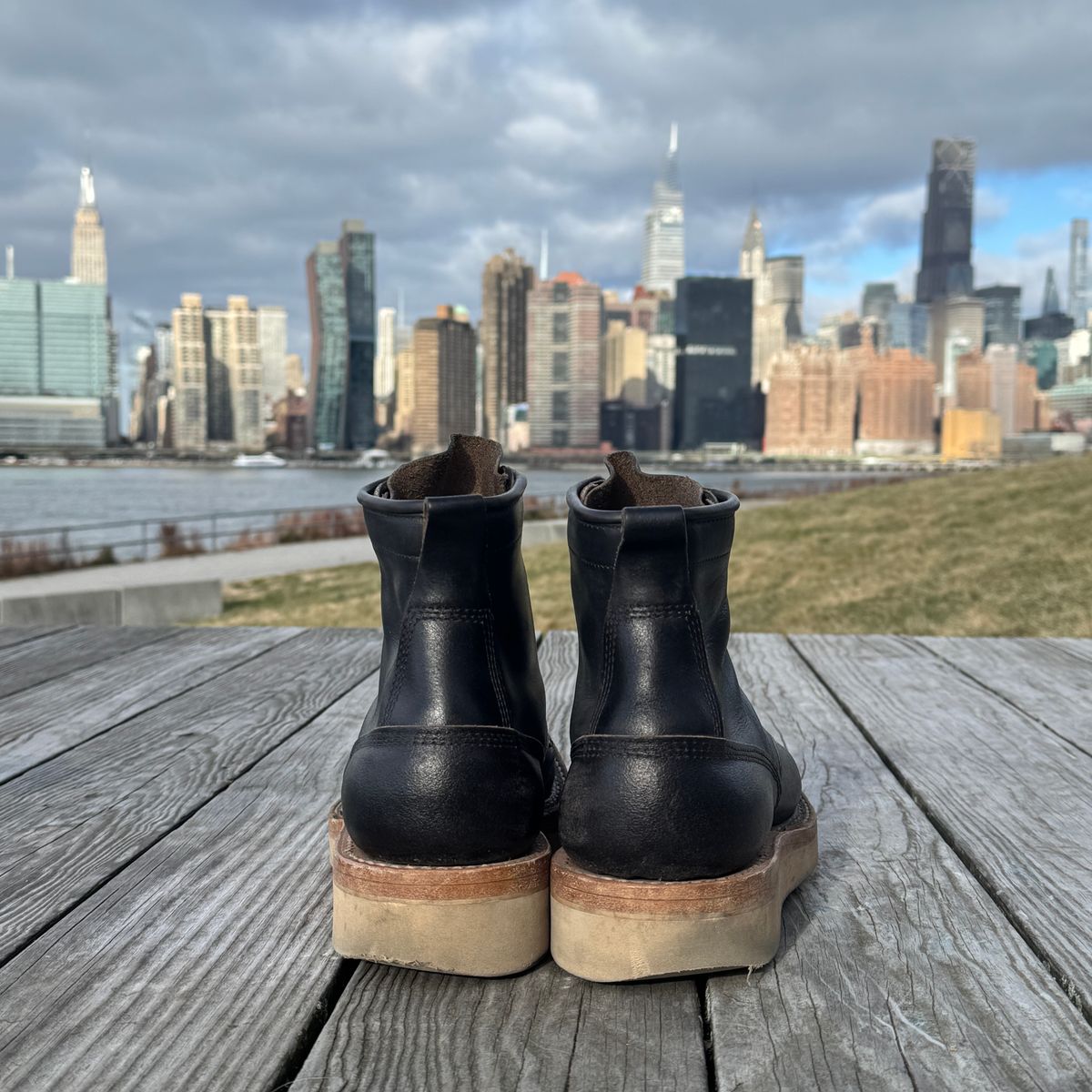 Photo by HLDM on January 4, 2025 of the White's C350-CS in Horween Black Waxed Flesh & Horween Black Chromexcel.