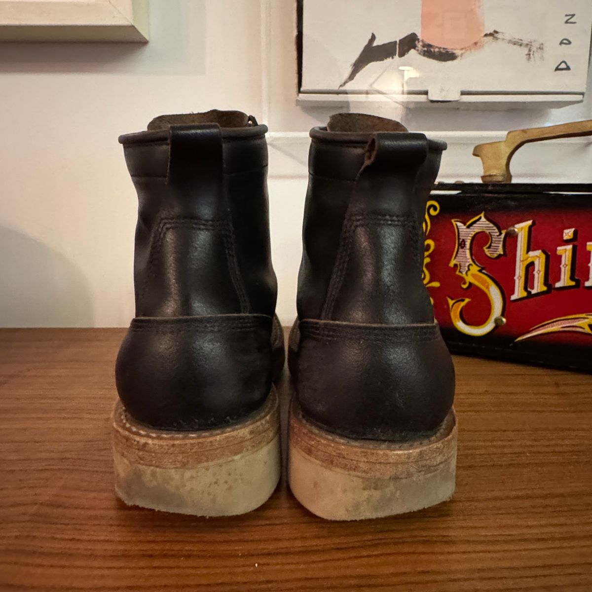 Photo by HLDM on March 3, 2025 of the White's C350-CS in Horween Black Waxed Flesh & Horween Black Chromexcel.