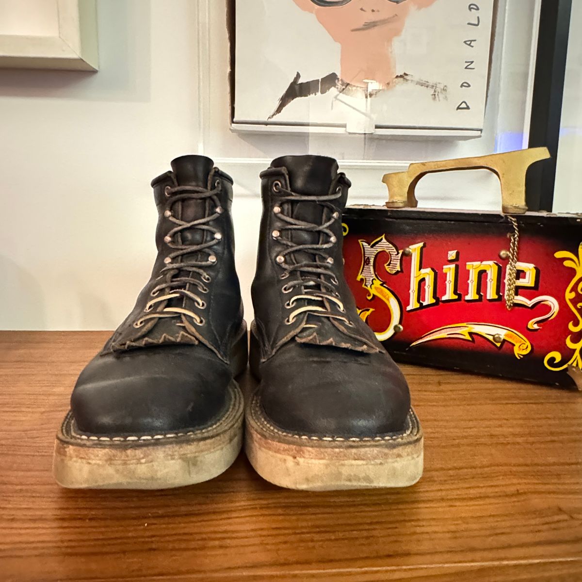 Photo by HLDM on March 3, 2025 of the White's C350-CS in Horween Black Waxed Flesh & Horween Black Chromexcel.