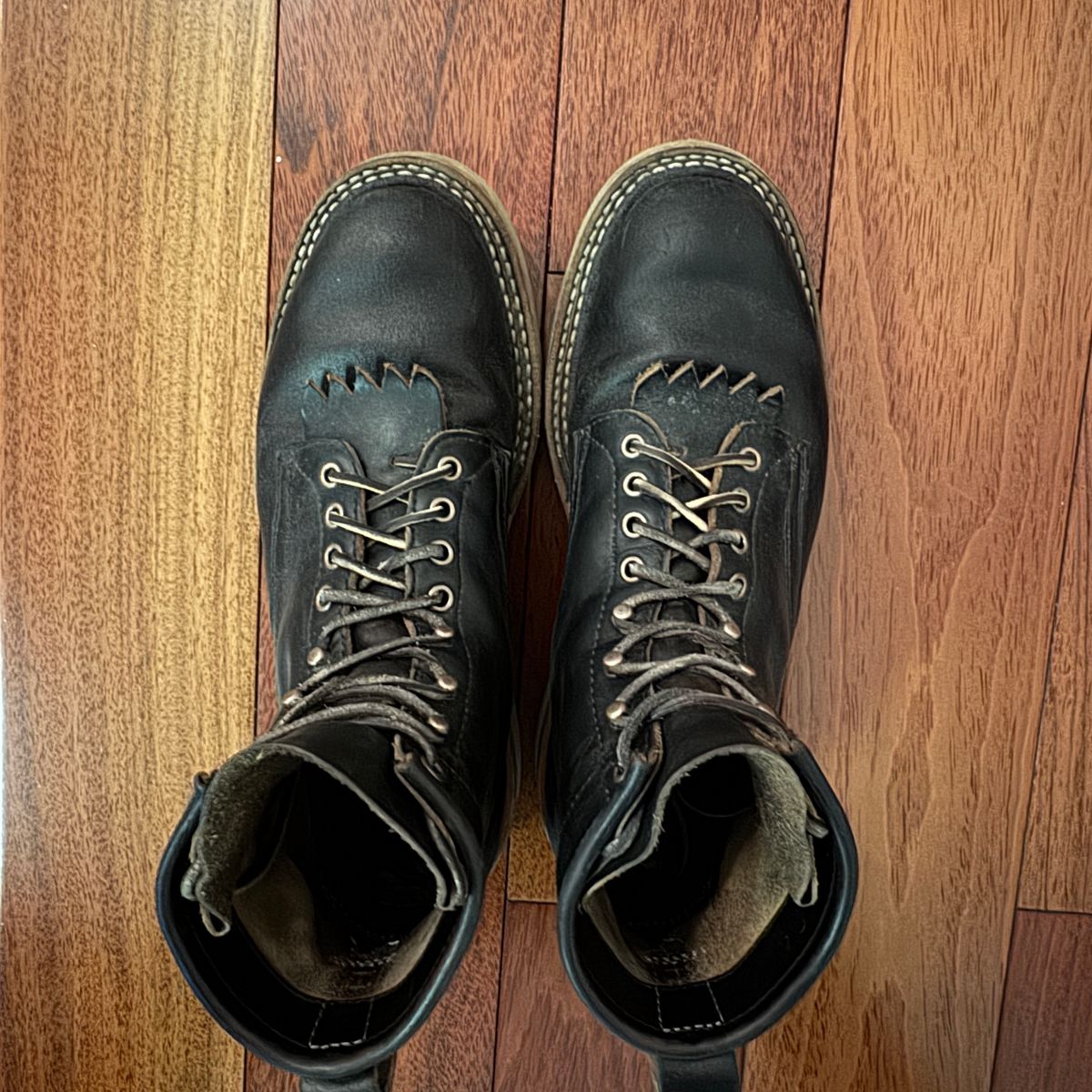 Photo by HLDM on March 3, 2025 of the White's C350-CS in Horween Black Waxed Flesh & Horween Black Chromexcel.