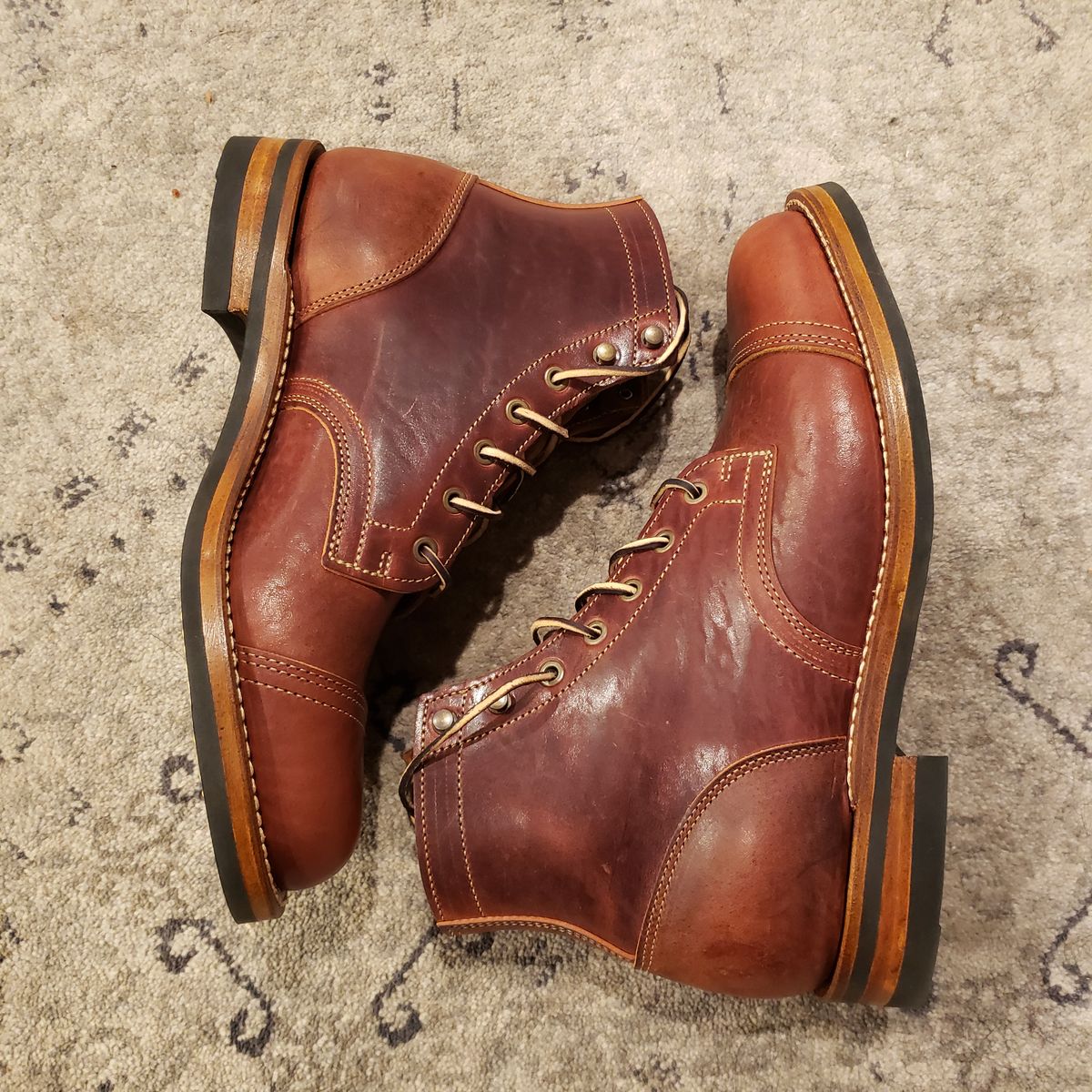 Photo by woutvafan on October 1, 2024 of the Truman Cap Toe Boot in Gallun Cognac Horse Rump.