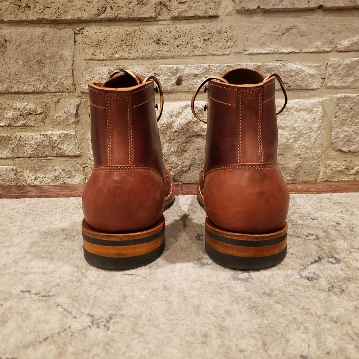 Photo by woutvafan on October 1, 2024 of the Truman Cap Toe Boot in Gallun Cognac Horse Rump.