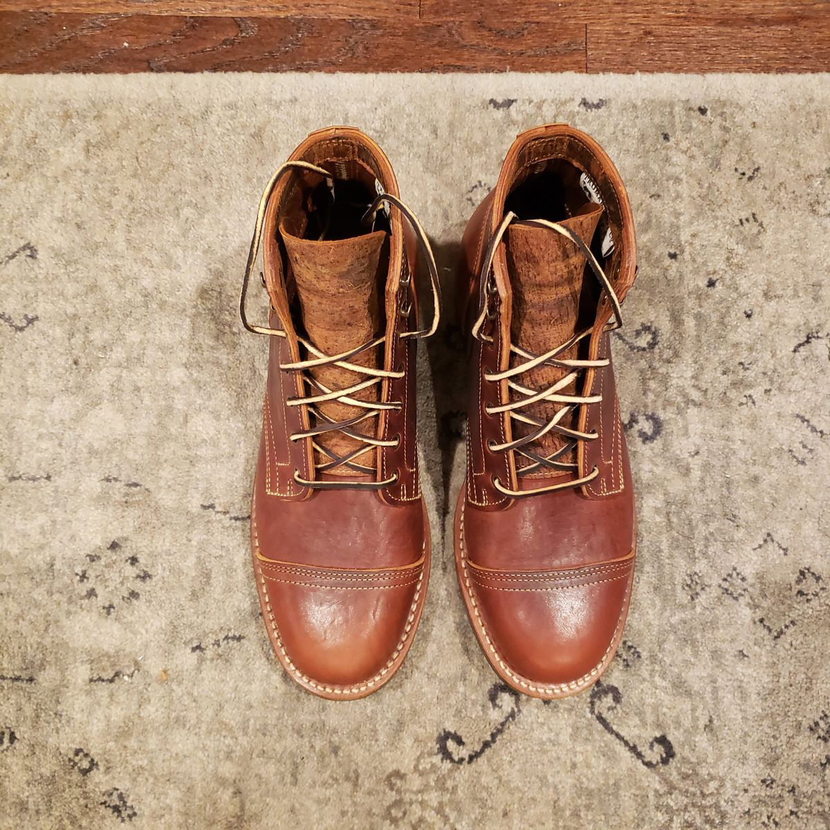 Photo by woutvafan on October 1, 2024 of the Truman Cap Toe Boot in Gallun Cognac Horse Rump.