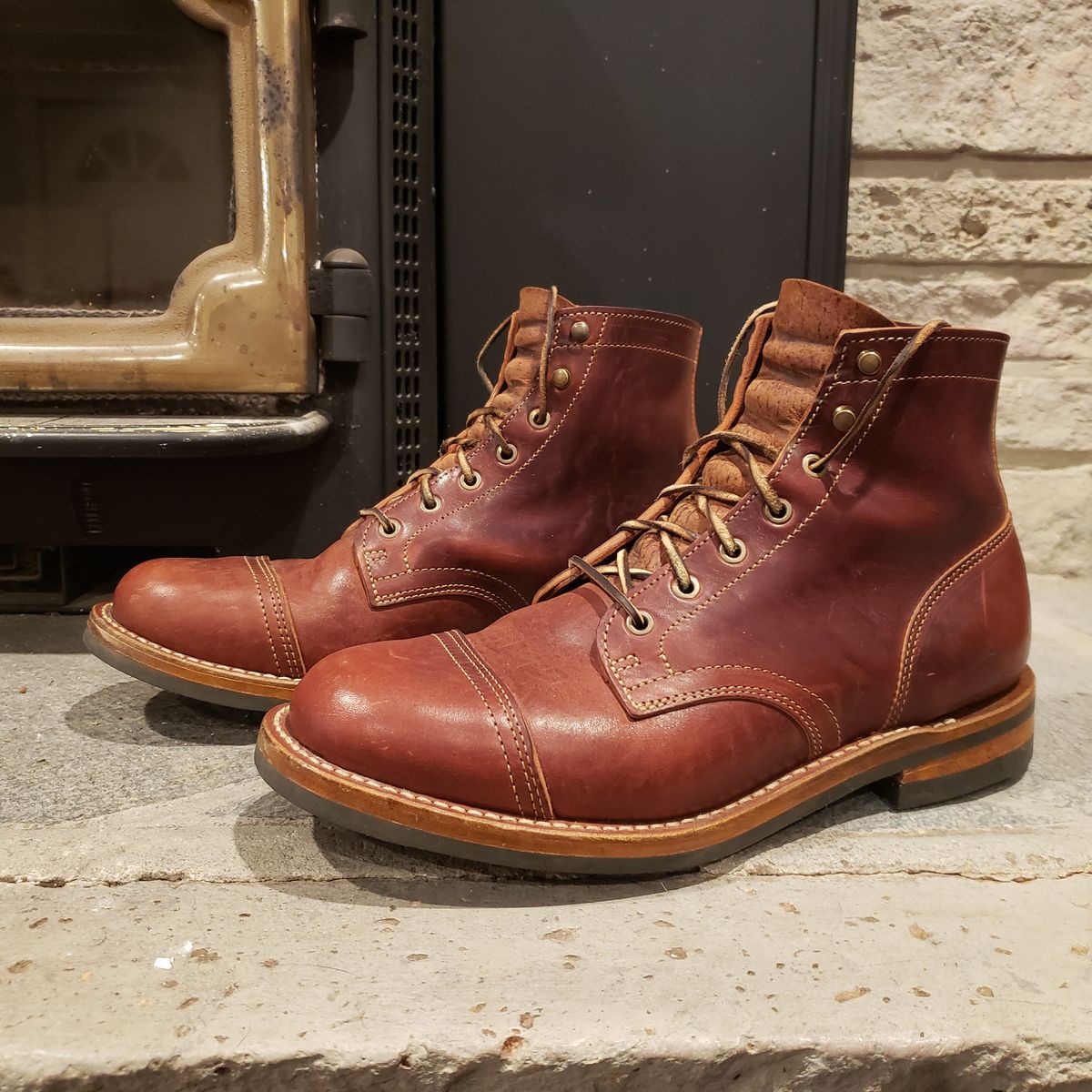 Photo by woutvafan on November 4, 2024 of the Truman Cap Toe Boot in Gallun Cognac Horse Rump.