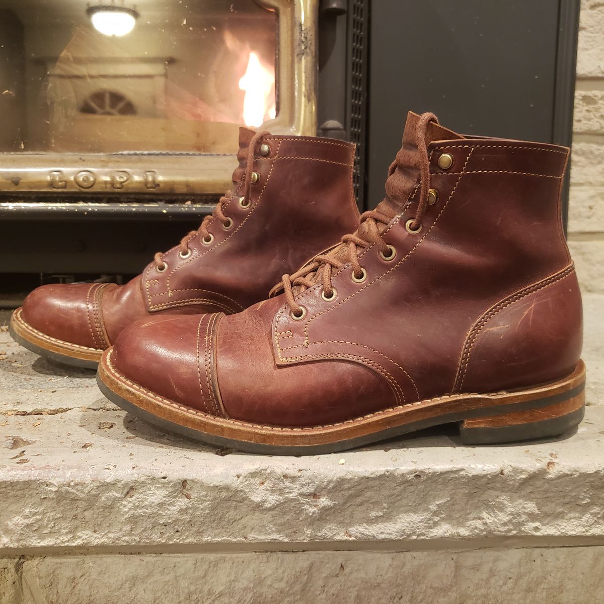 Photo by woutvafan on February 5, 2025 of the Truman Cap Toe Boot in Gallun Cognac Horse Rump.