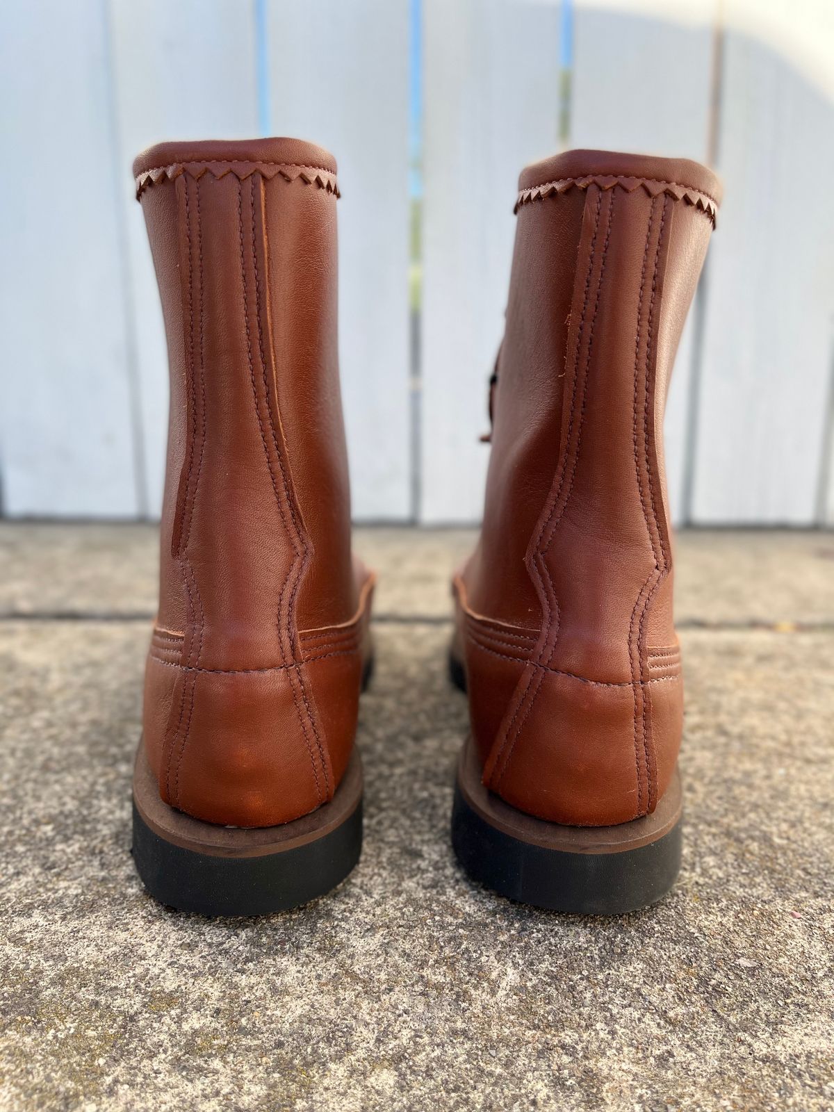 Photo by philbert on October 1, 2022 of the Russell Moccasin Co. Woodcock TLC in Richard Hoffmans Tan German Elk.