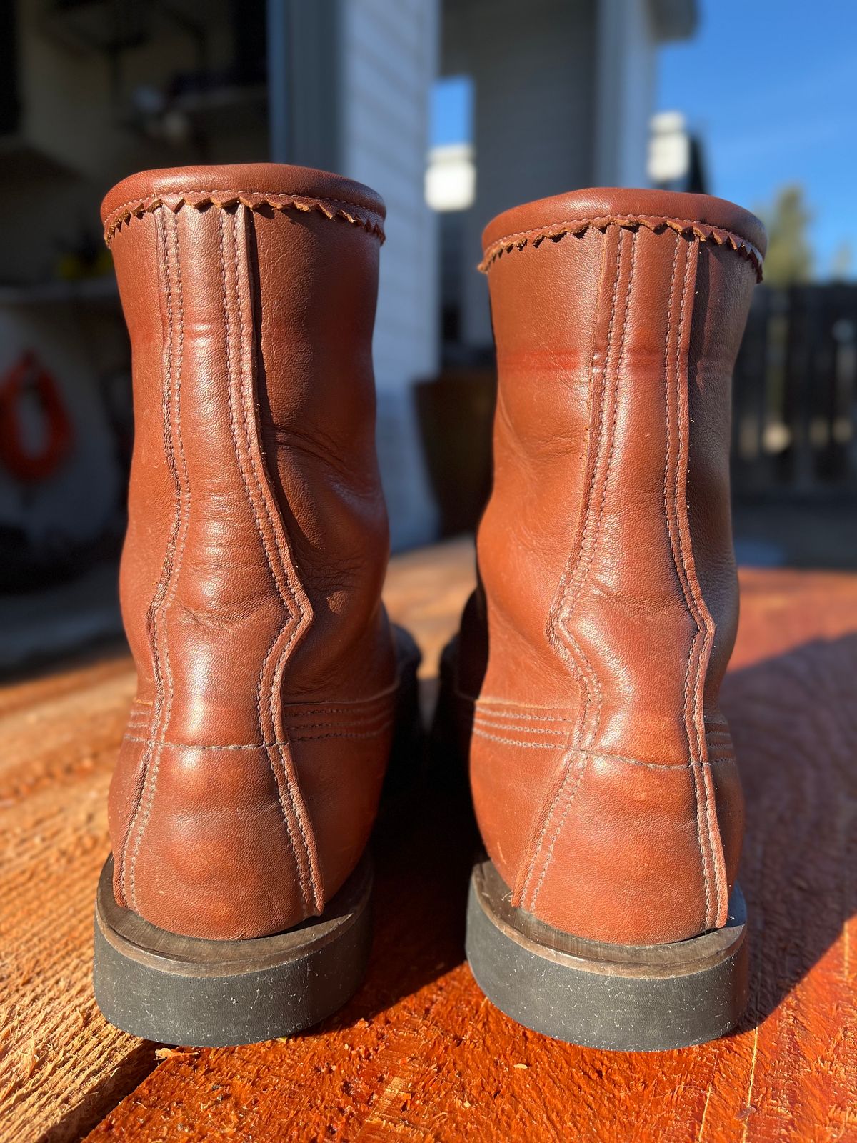 Photo by philbert on January 1, 2023 of the Russell Moccasin Co. Woodcock TLC in Richard Hoffmans Tan German Elk.