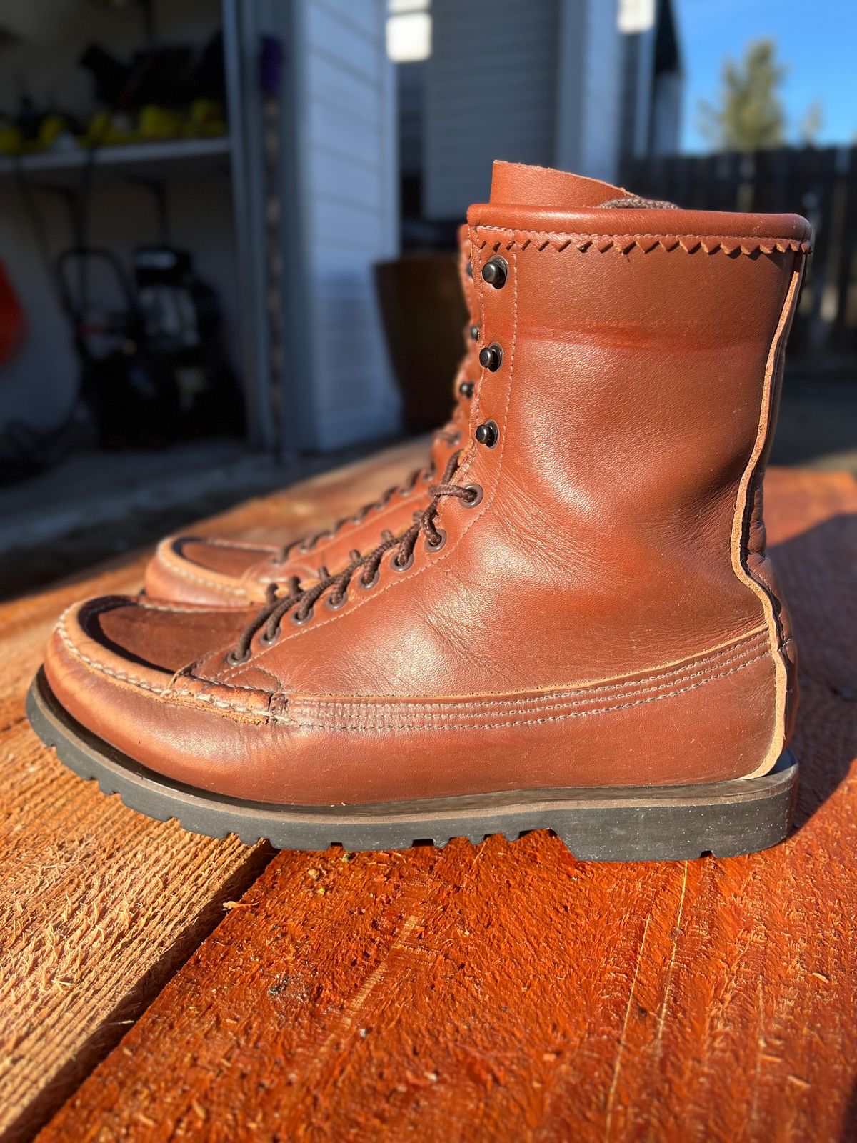 Photo by philbert on January 1, 2023 of the Russell Moccasin Co. Woodcock TLC in Richard Hoffmans Tan German Elk.
