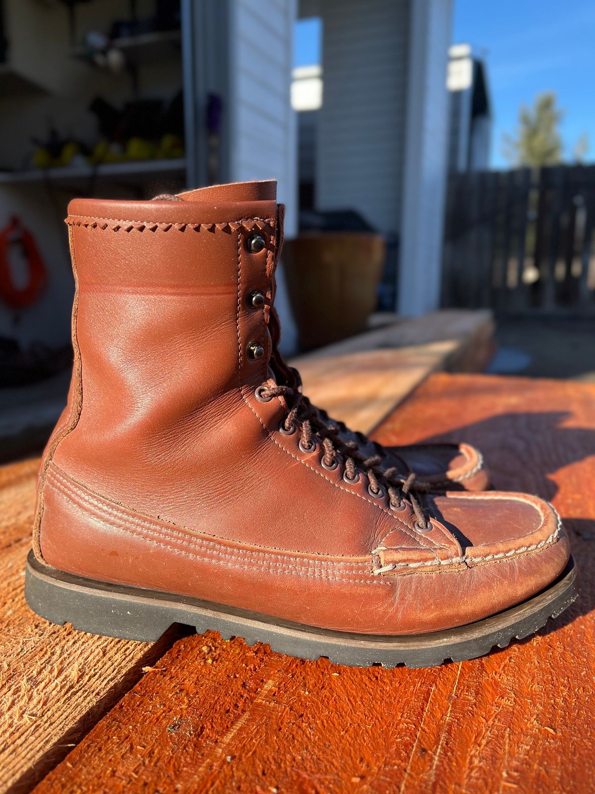 Photo by philbert on January 1, 2023 of the Russell Moccasin Co. Woodcock TLC in Richard Hoffmans Tan German Elk.