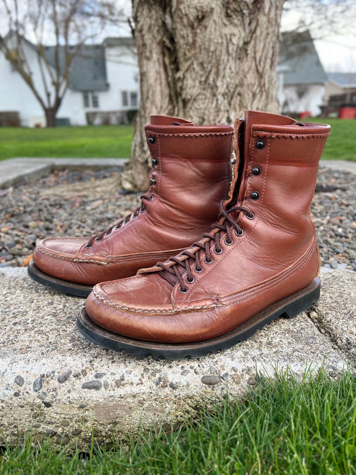 Photo by philbert on April 4, 2023 of the Russell Moccasin Co. Woodcock TLC in Richard Hoffmans Tan German Elk.