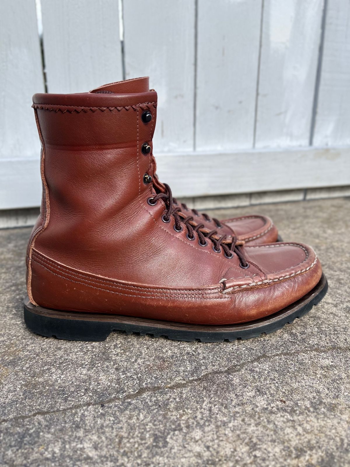 Photo by philbert on April 4, 2023 of the Russell Moccasin Co. Woodcock TLC in Richard Hoffmans Tan German Elk.