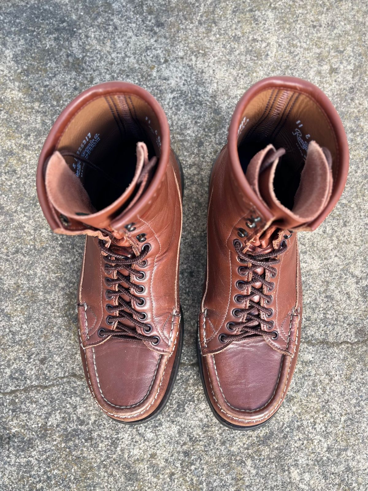 Photo by philbert on April 4, 2023 of the Russell Moccasin Co. Woodcock TLC in Richard Hoffmans Tan German Elk.