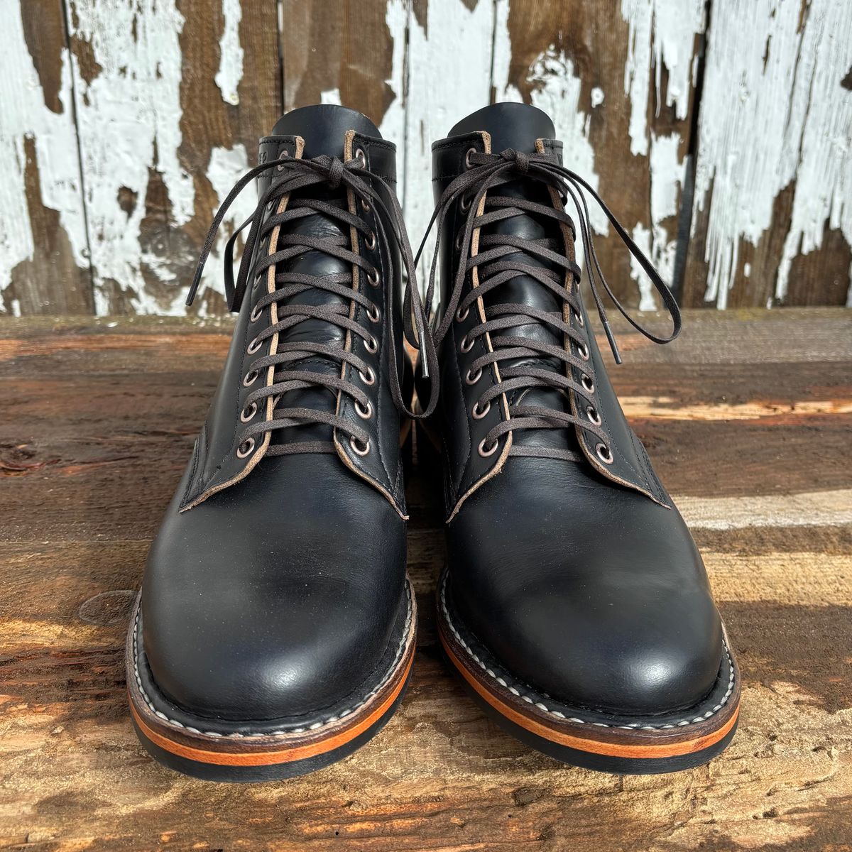 Photo by philbert on October 1, 2025 of the White's MP-Sherman Plain Toe in Horween Black Chromexcel.