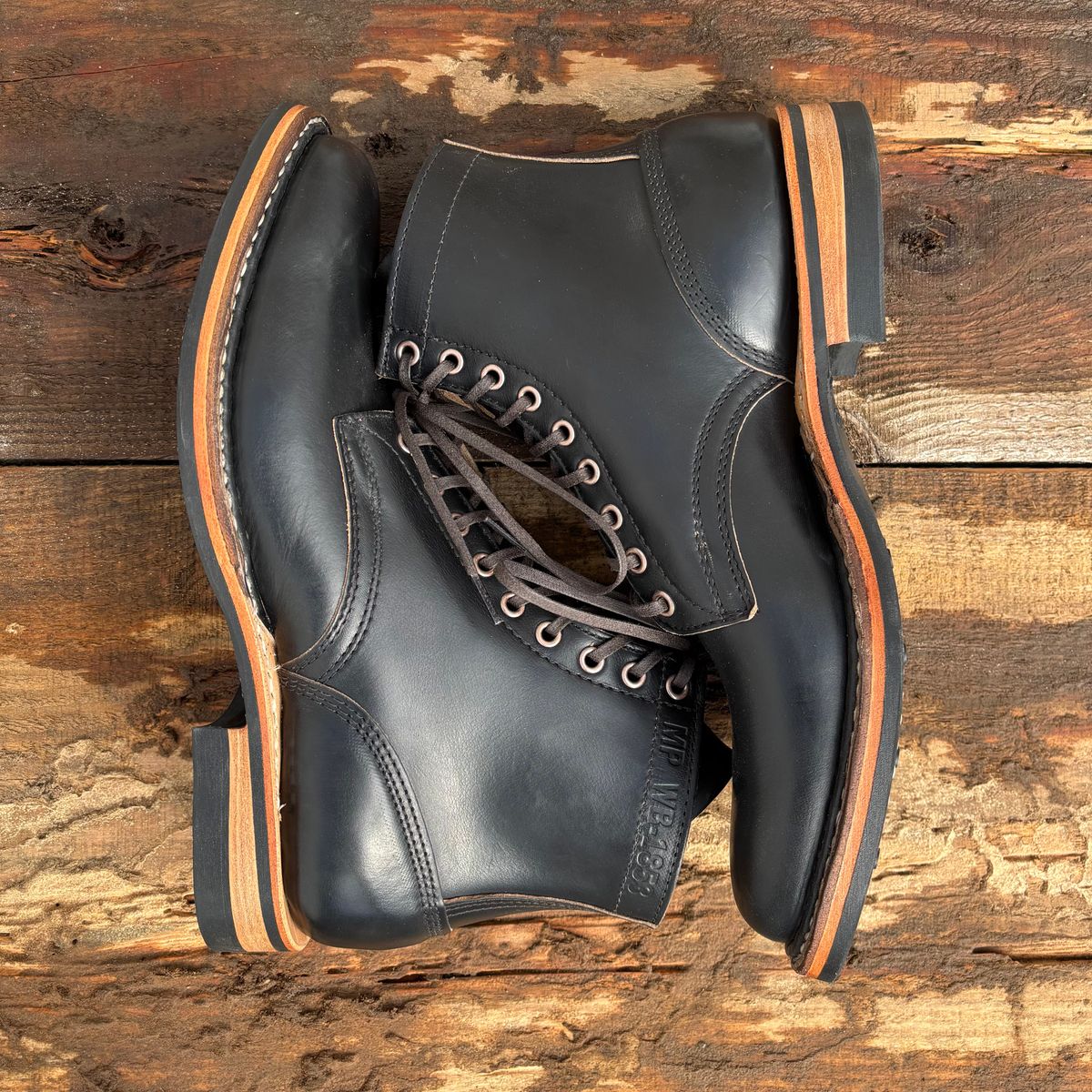 Photo by philbert on October 1, 2025 of the White's MP-Sherman Plain Toe in Horween Black Chromexcel.