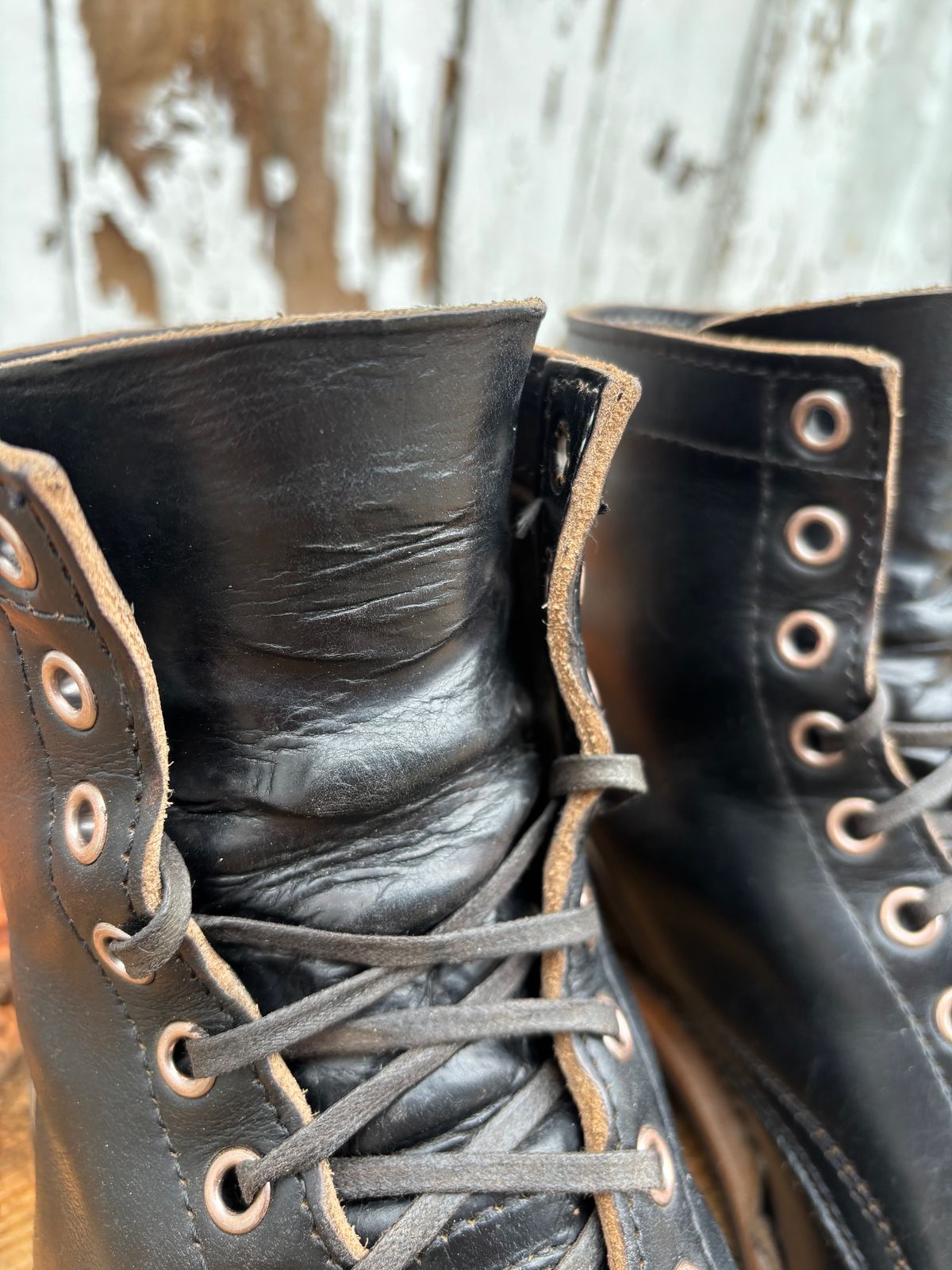 Photo by philbert on November 1, 2025 of the White's MP-Sherman Plain Toe in Horween Black Chromexcel.