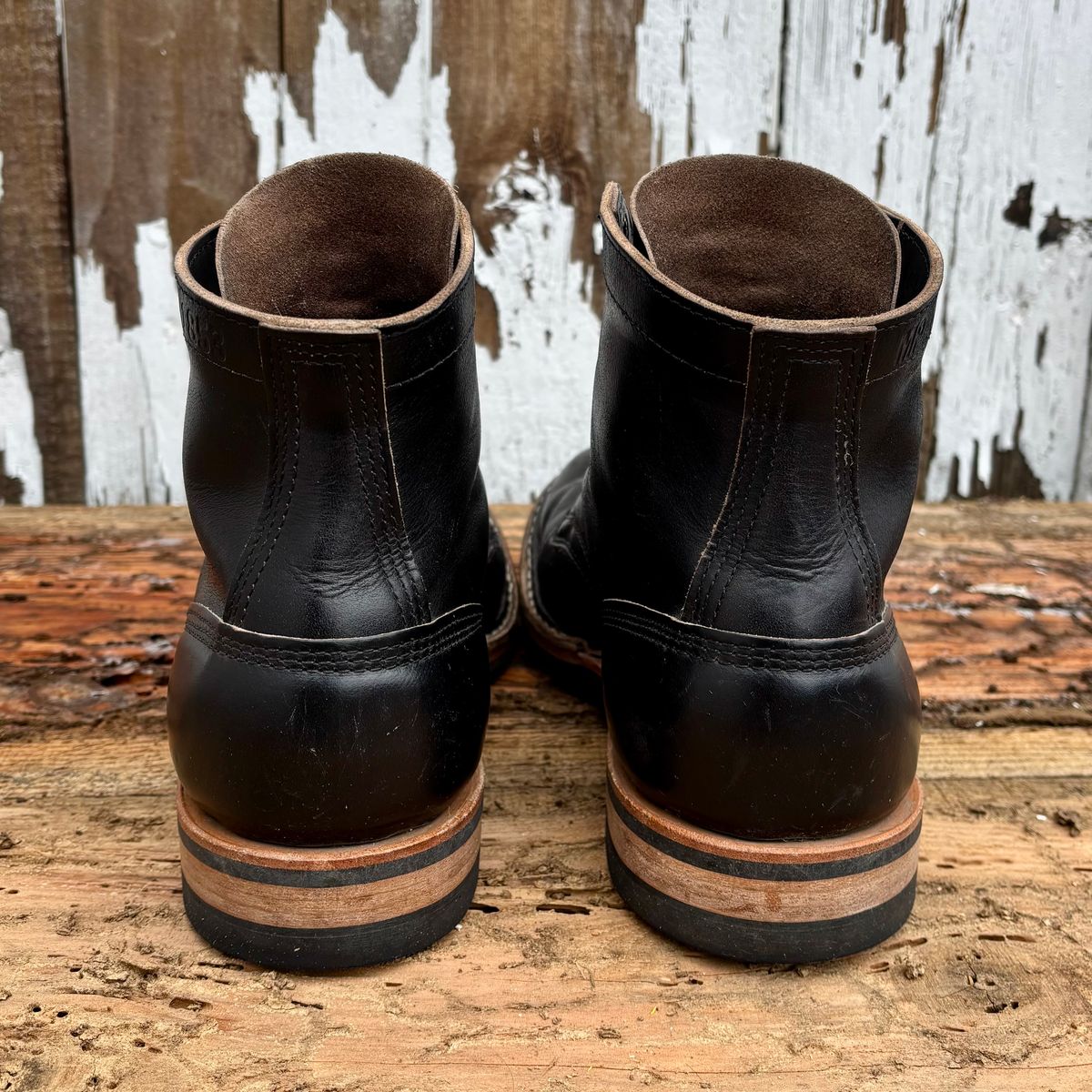 Photo by philbert on November 1, 2025 of the White's MP-Sherman Plain Toe in Horween Black Chromexcel.