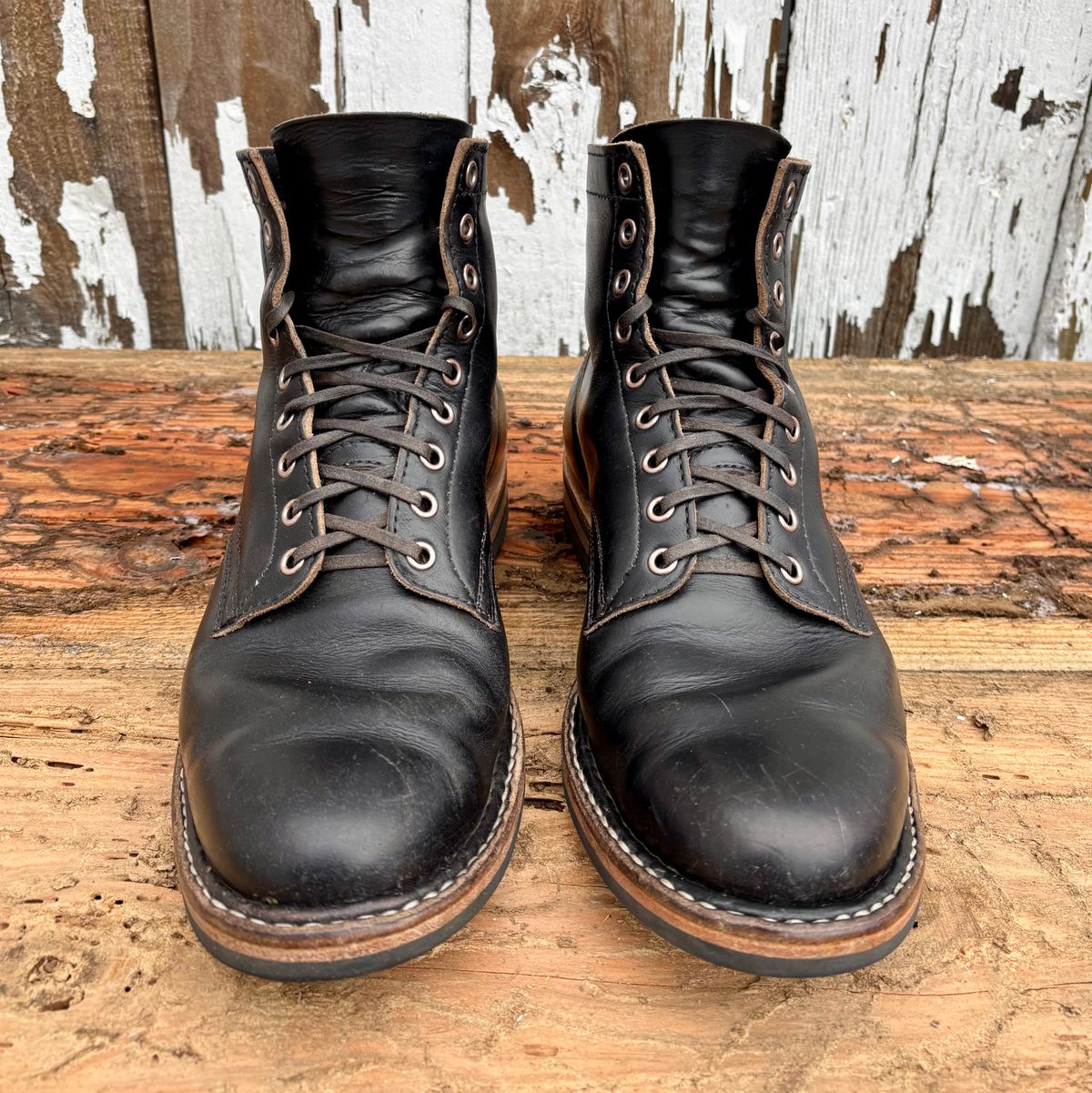 Photo by philbert on November 1, 2025 of the White's MP-Sherman Plain Toe in Horween Black Chromexcel.