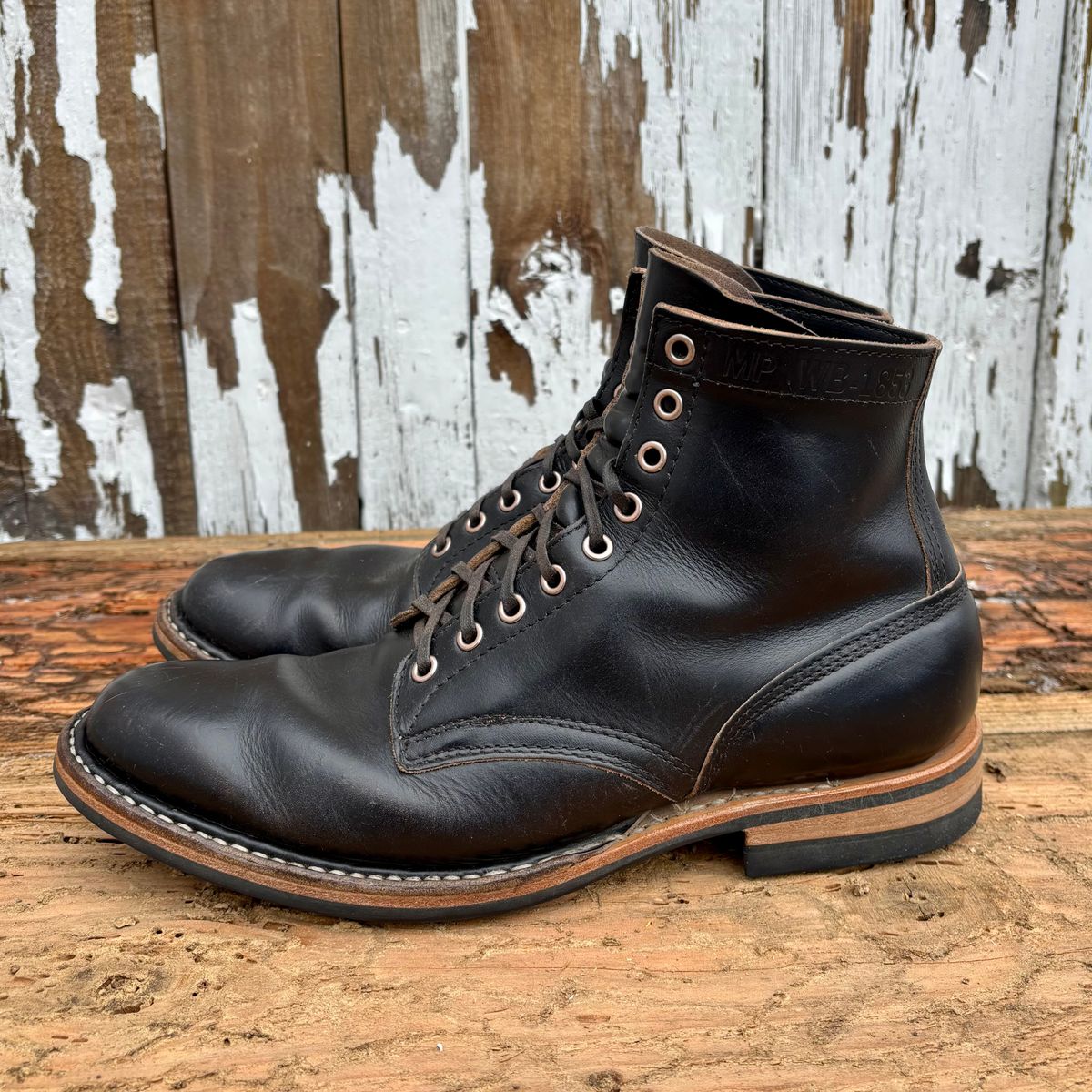 Photo by philbert on November 1, 2025 of the White's MP-Sherman Plain Toe in Horween Black Chromexcel.