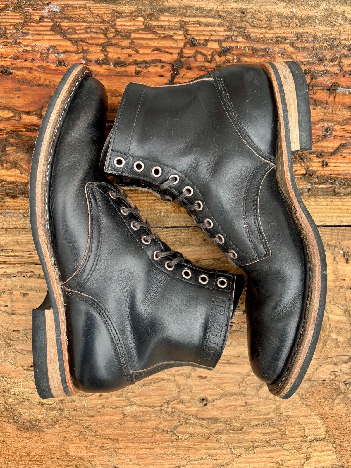 Photo by philbert on November 1, 2025 of the White's MP-Sherman Plain Toe in Horween Black Chromexcel.