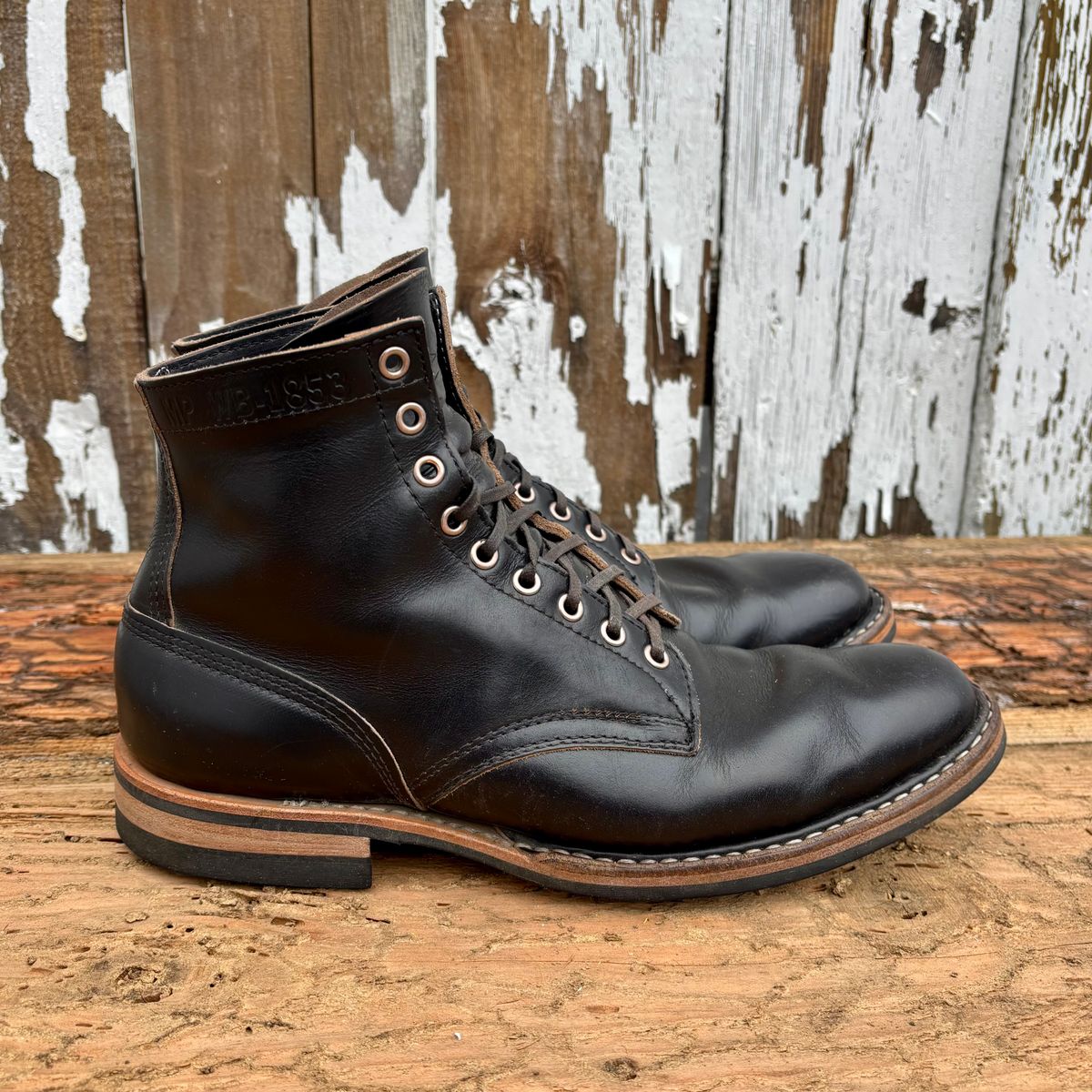 Photo by philbert on November 1, 2025 of the White's MP-Sherman Plain Toe in Horween Black Chromexcel.