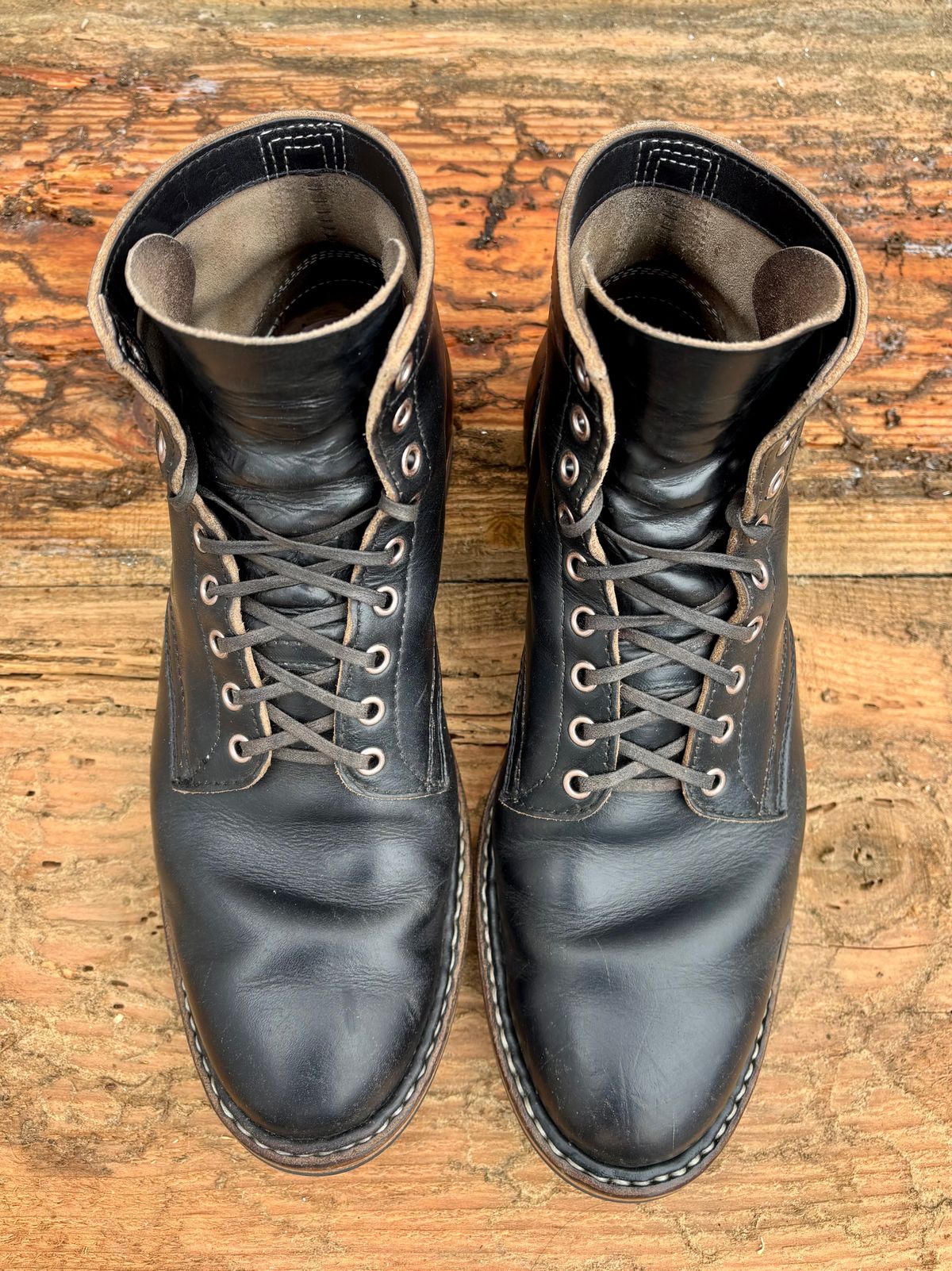 Photo by philbert on November 1, 2025 of the White's MP-Sherman Plain Toe in Horween Black Chromexcel.