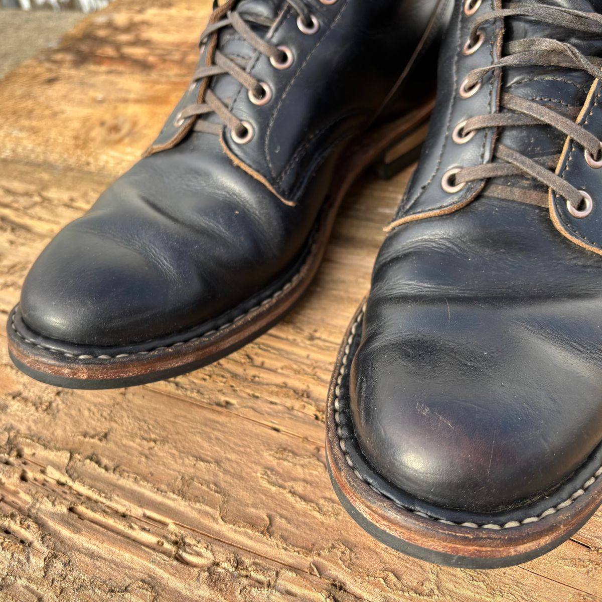 Photo by philbert on December 1, 2025 of the White's MP-Sherman Plain Toe in Horween Black Chromexcel.